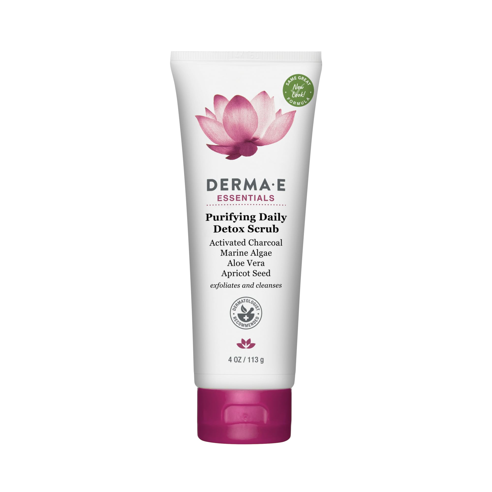 DERMA E exfoliante purificador detox diario sobre el frasco para uso diario de la piel