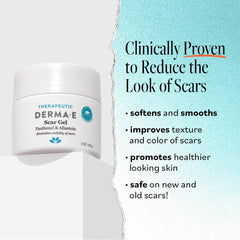 Derma E Gel: aplicación diaria para mejorar textura de cicatrices y quemaduras.