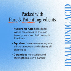 DERMA-E hyaluronic acid and squalane illustration emphasizes deep moisture
