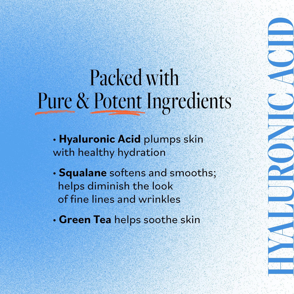 DERMA E Hyaluronic Acid and Squalane deliver deep moisture and a plump look.