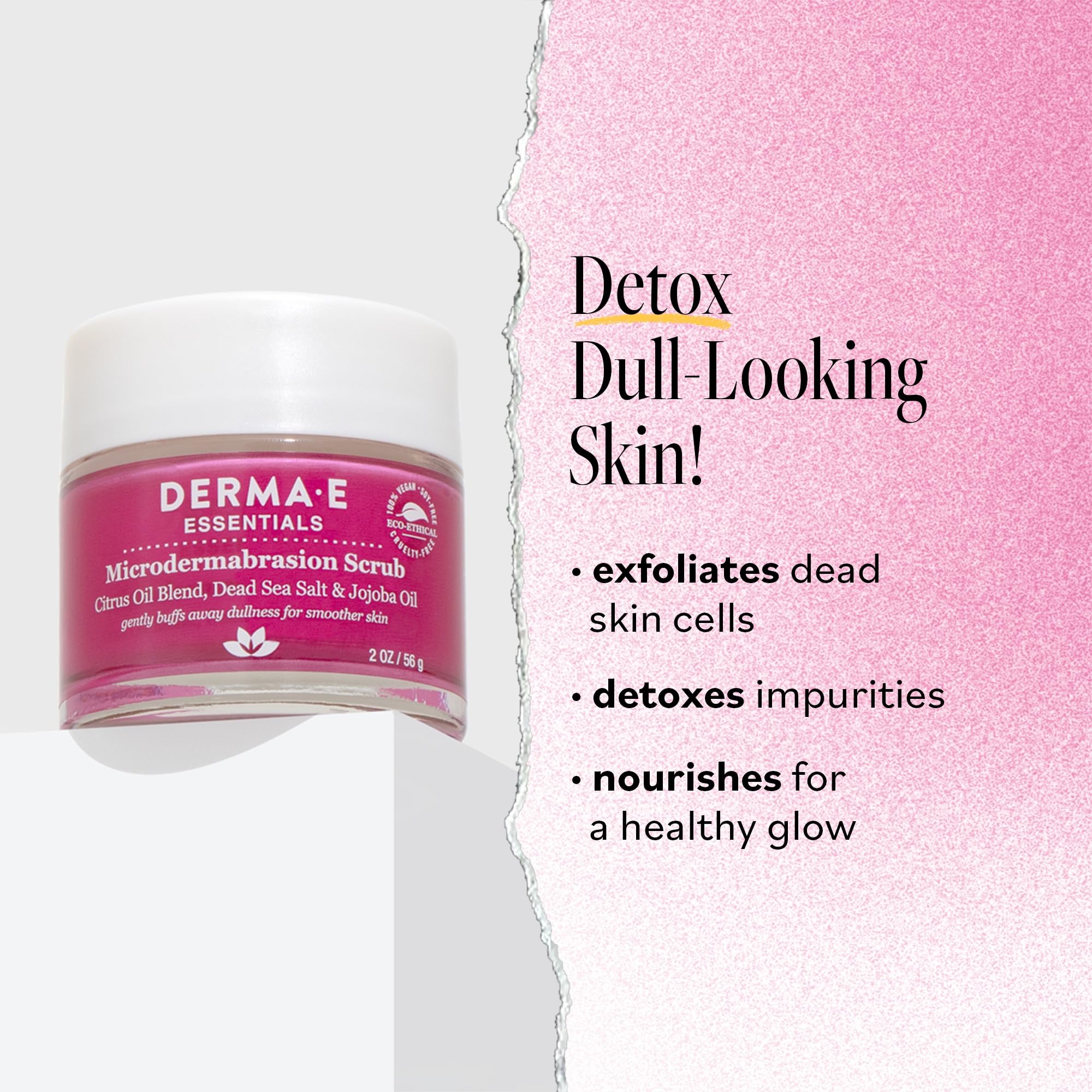 Derma E Microdermabrasion Scrub Dead Sea Salt crystals refine pores and brighten tone.