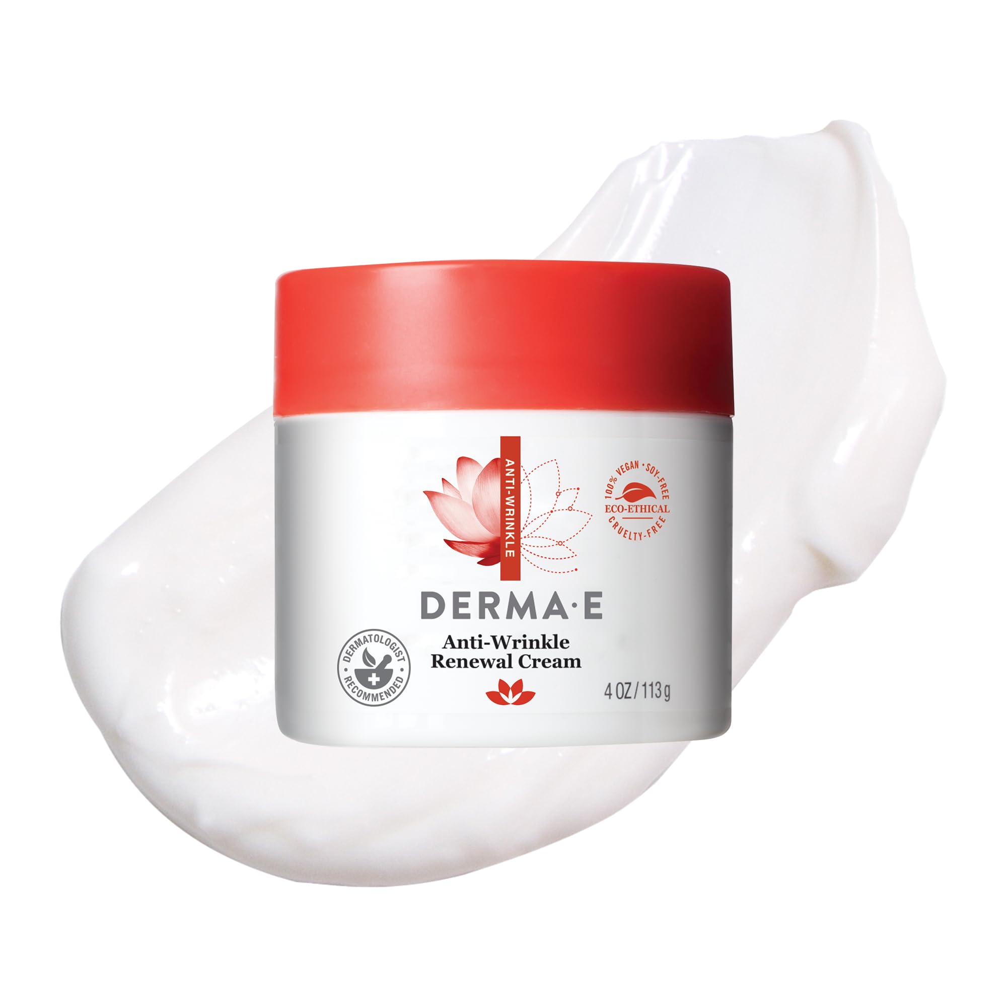 Derma E crema antiarrugas textura cremosa, se funde al aplicar.