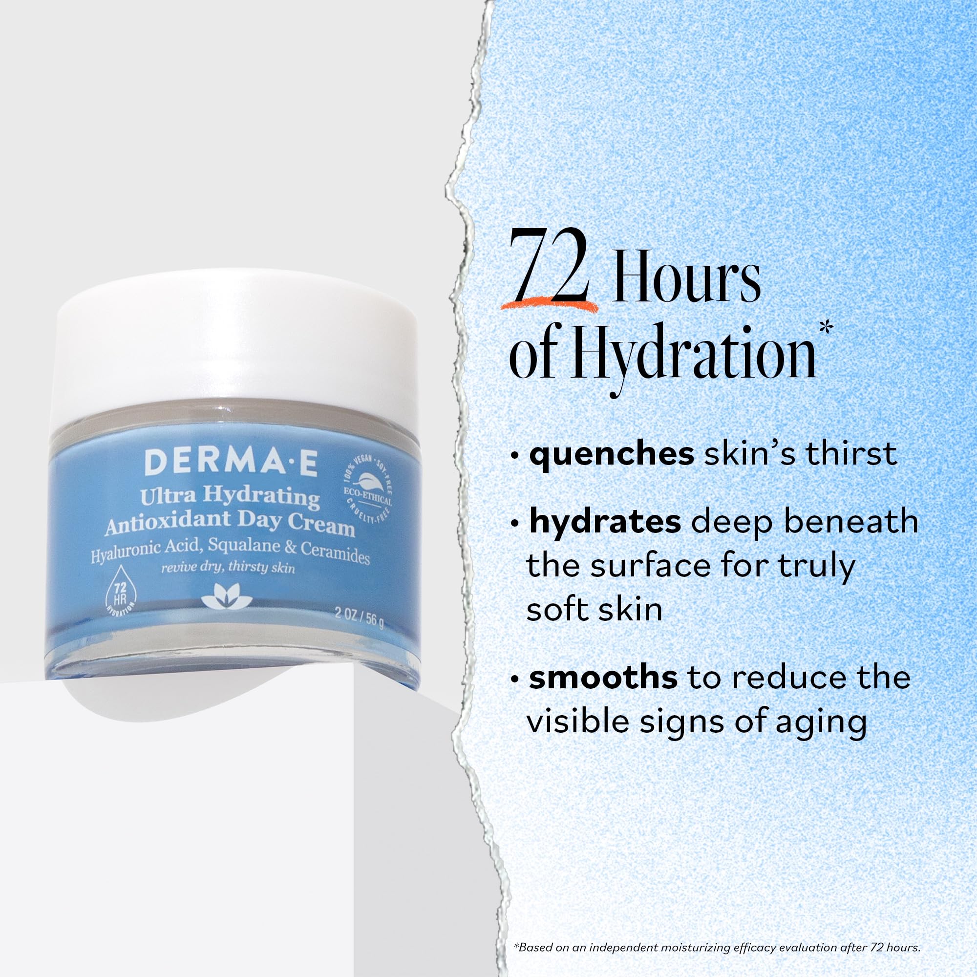 DERMA-E Ultra Hydrating Day Cream jar closeup highlighting rich texture for moisturized skin
