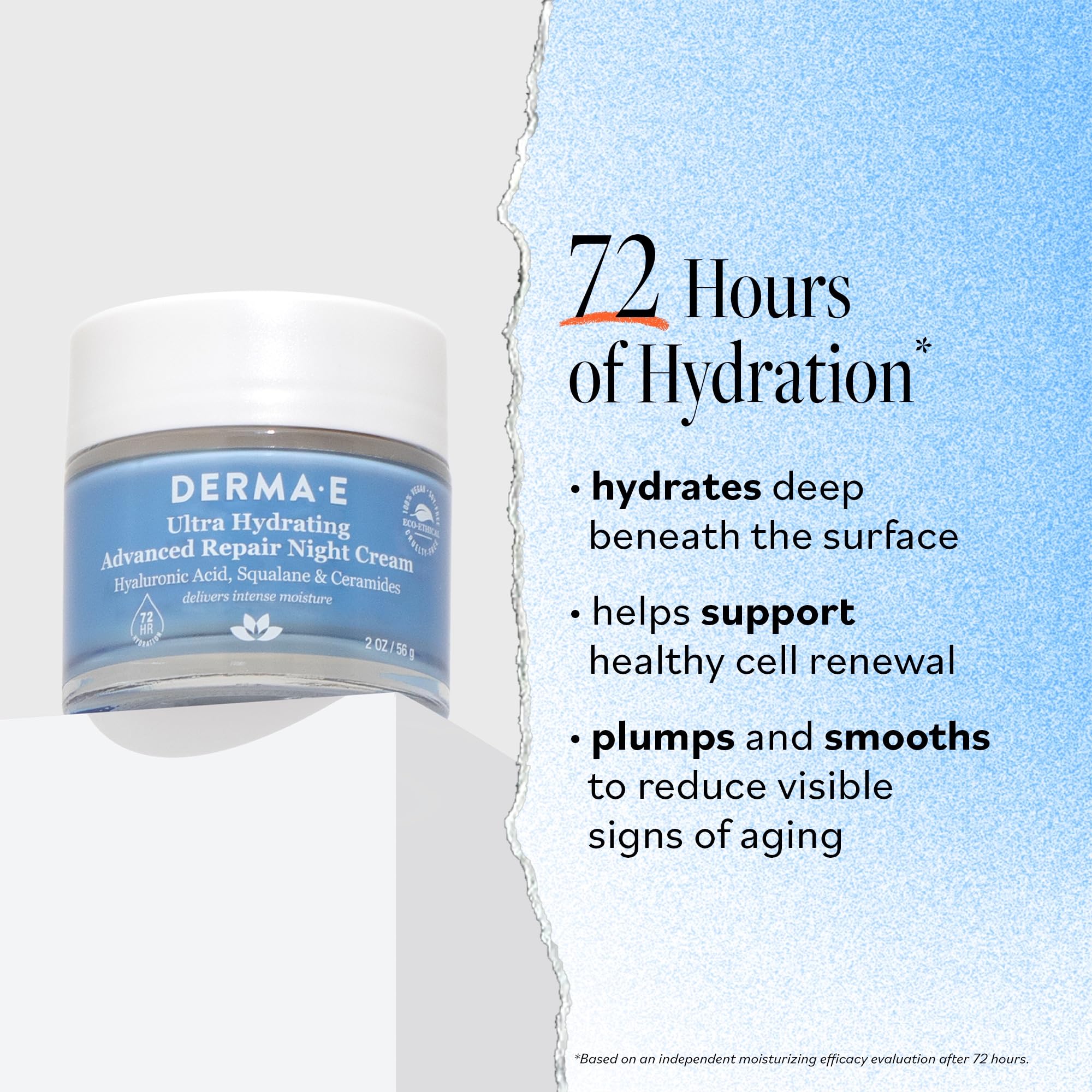 Derma E Ultra Hydrating Night Cream jar closeup shows creamy texture