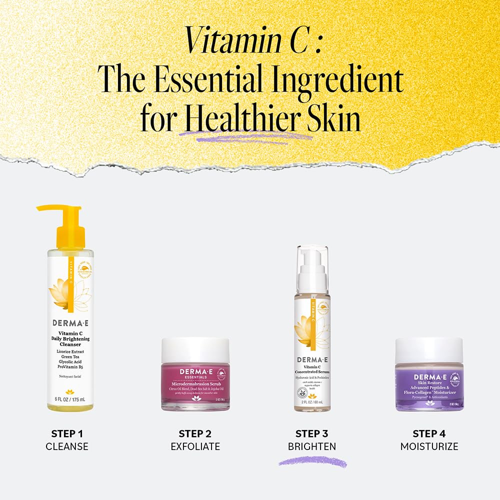 Derm E Vitamin C Serum glow on skin representing radiant complexion