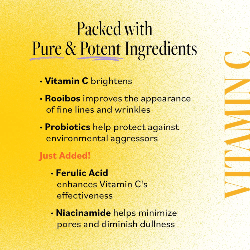 Derma E Vitamina C Renovadora con Vitamina C, probióticos y rooibos para piel equilibrada.