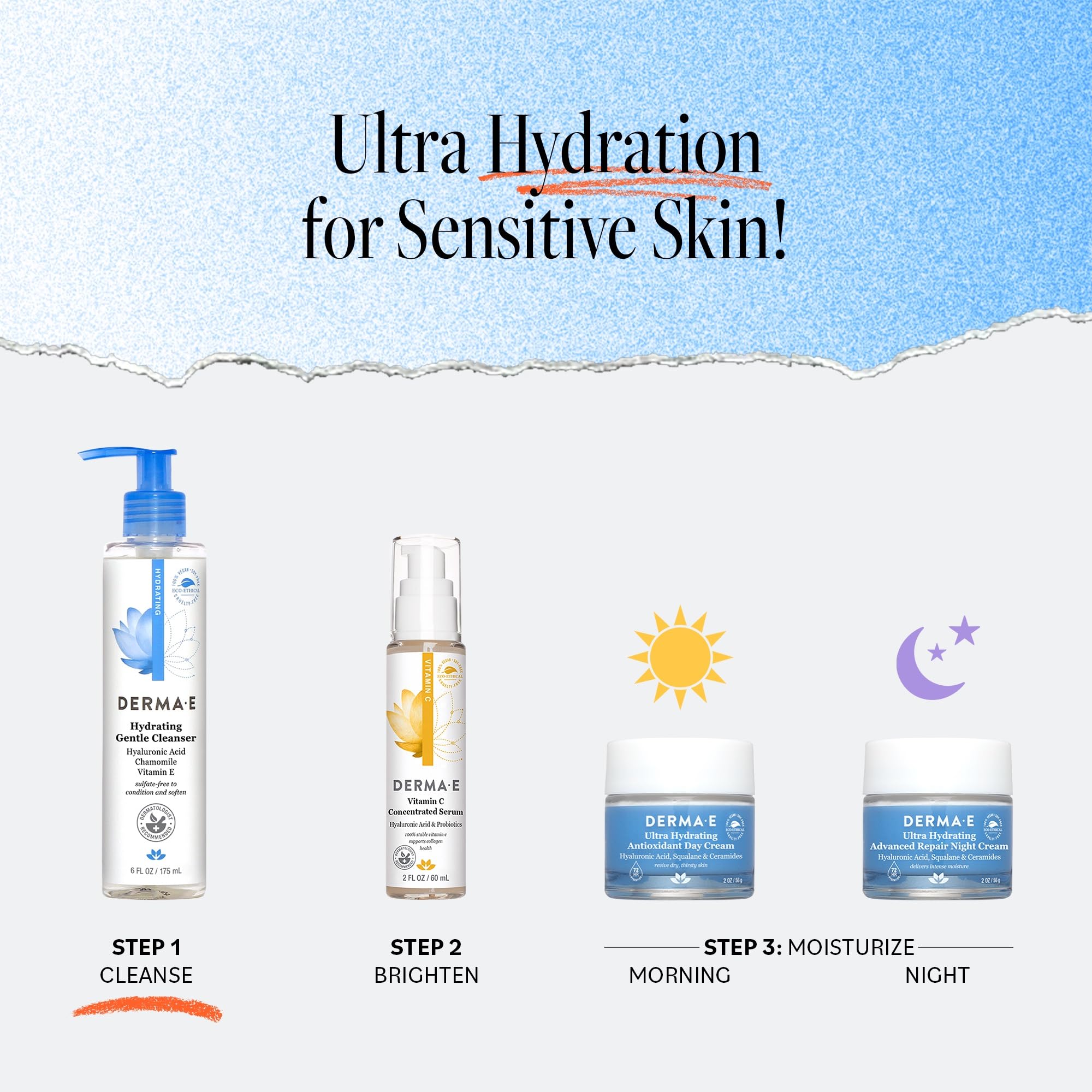 Derma E vitaminas A y E retienen humedad y suavizan la textura