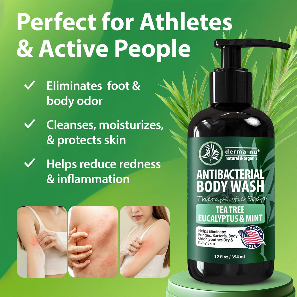 Derma-Nu tea tree oil droplets illustrating odor-control and freshness