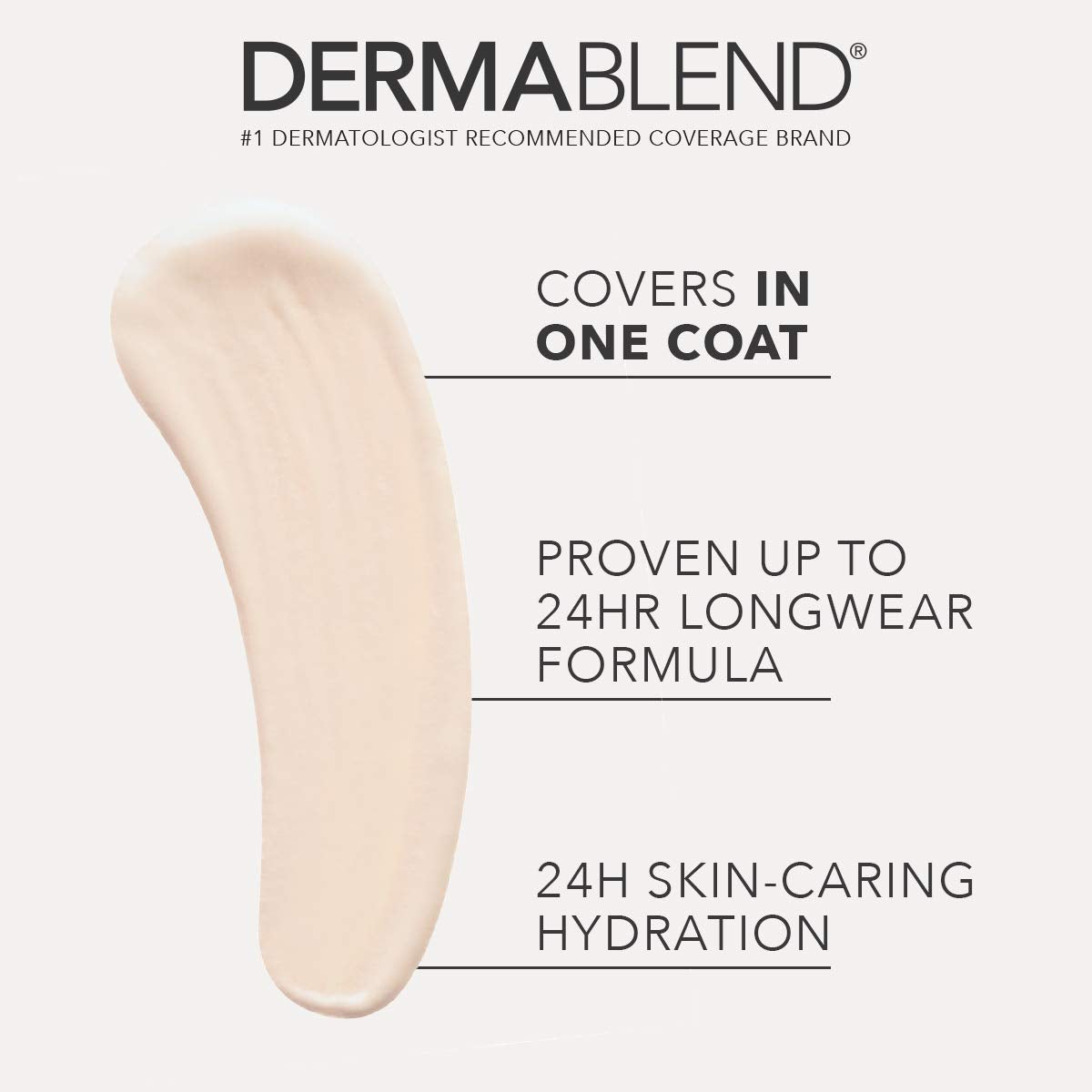 Dermablend Cover Care Concealer swatch on skin reveals natural matte finish