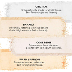 Dermablend Illuminating Banana Powder close-up texture reveals weightless, transfer-resistant performance.