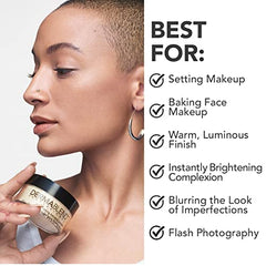 Dermablend Illuminating Banana Powder setting application photo shows easy dusting for long wear.