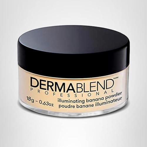 Dermablend Illuminating Banana Powder longwear glow image demonstrates brightening effect.