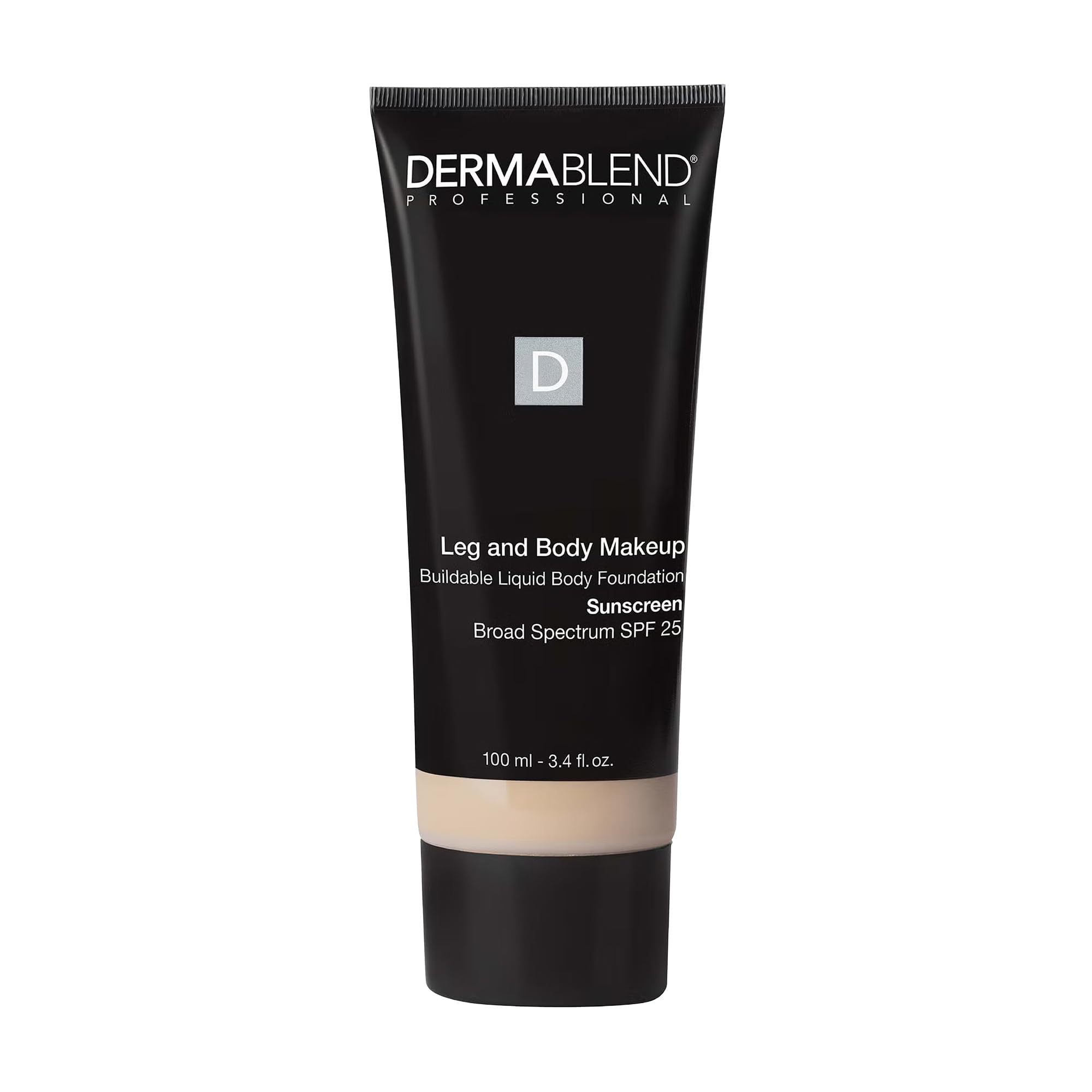 Dermablend leg and body makeup bottle shows SPF 25 for all‑day hydration.