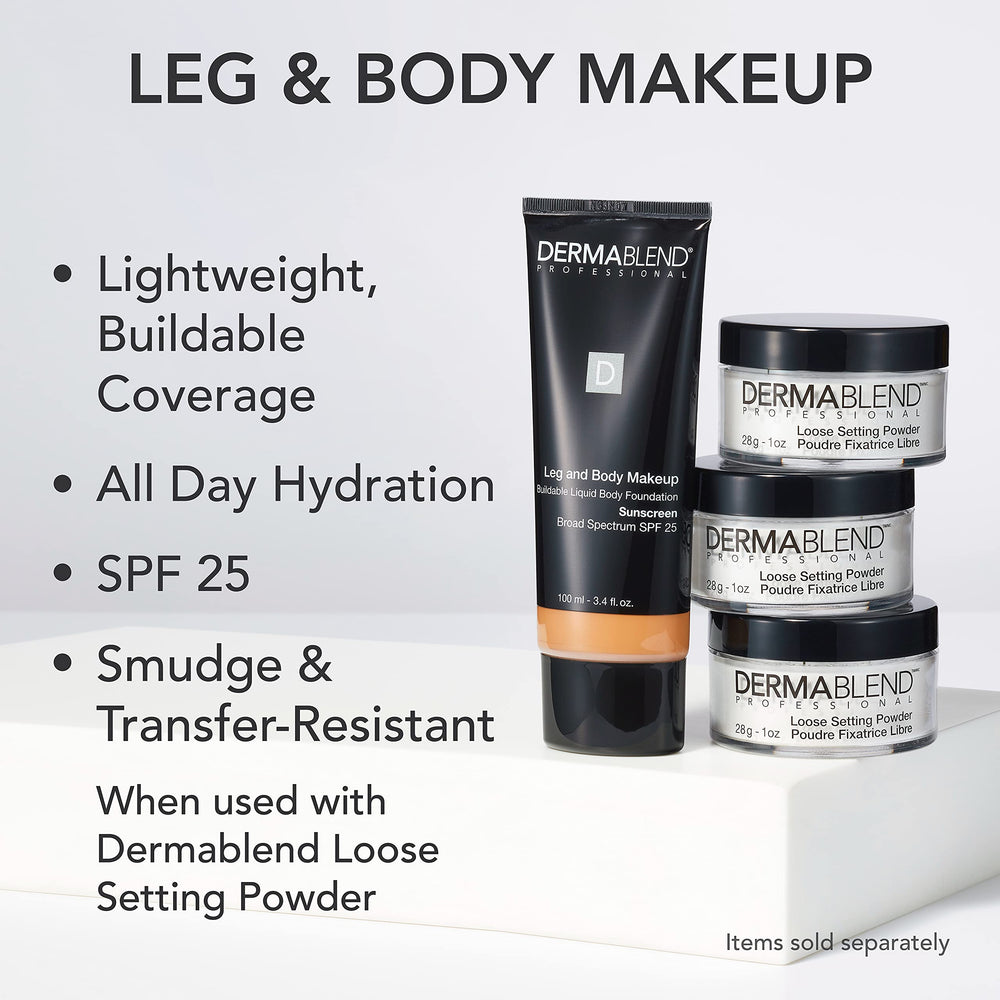 Dermablend close-up texture highlights lightweight buildable coverage.