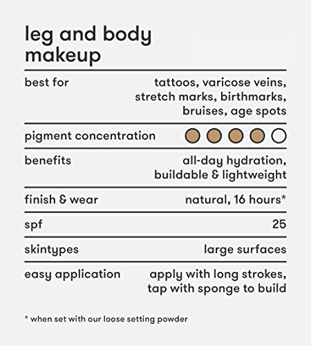 Dermablend leg and body makeup SPF25 varicose vein coverage on leg.