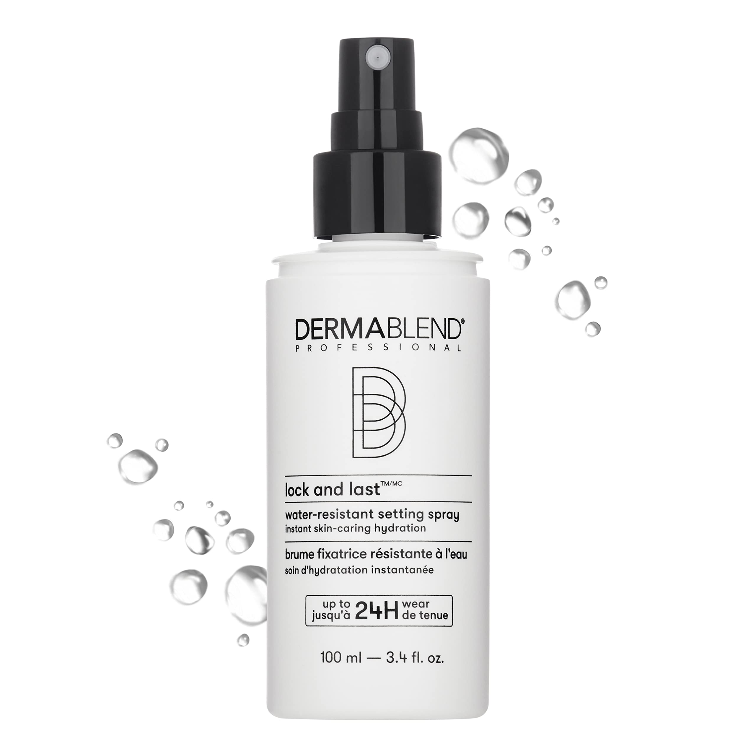 Dermablend Lock and Last spray bottle delivering a lightweight finish for all-day wear