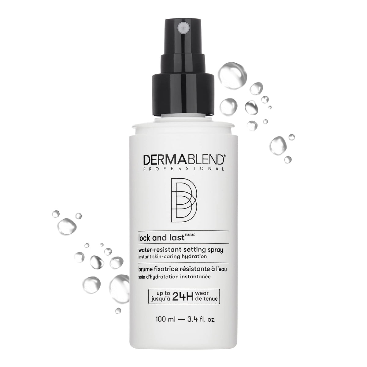 Dermablend Lock and Last spray bottle delivering a lightweight finish for all-day wear
