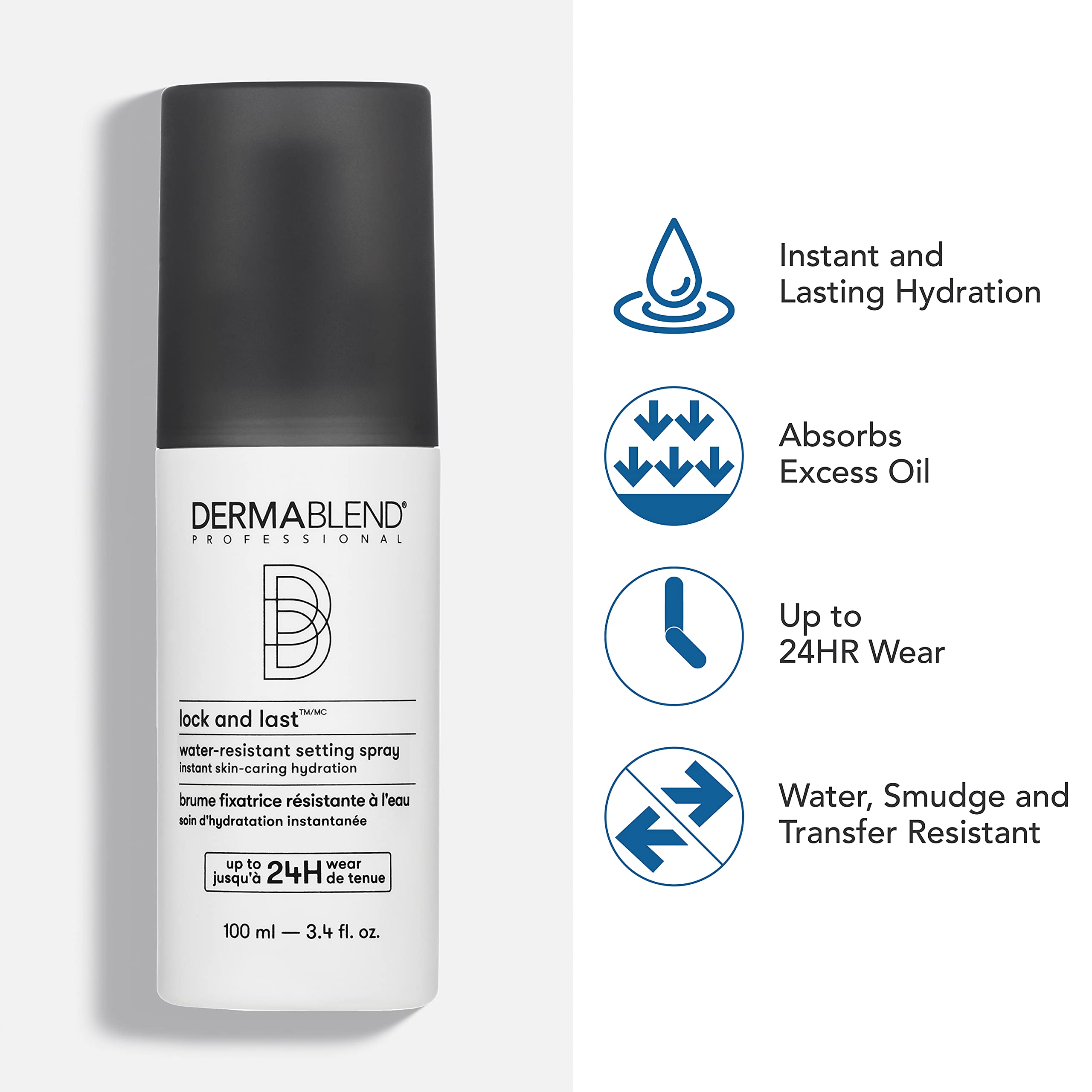 Dermablend Lock and Last with witch hazel formula close-up for soothing feel
