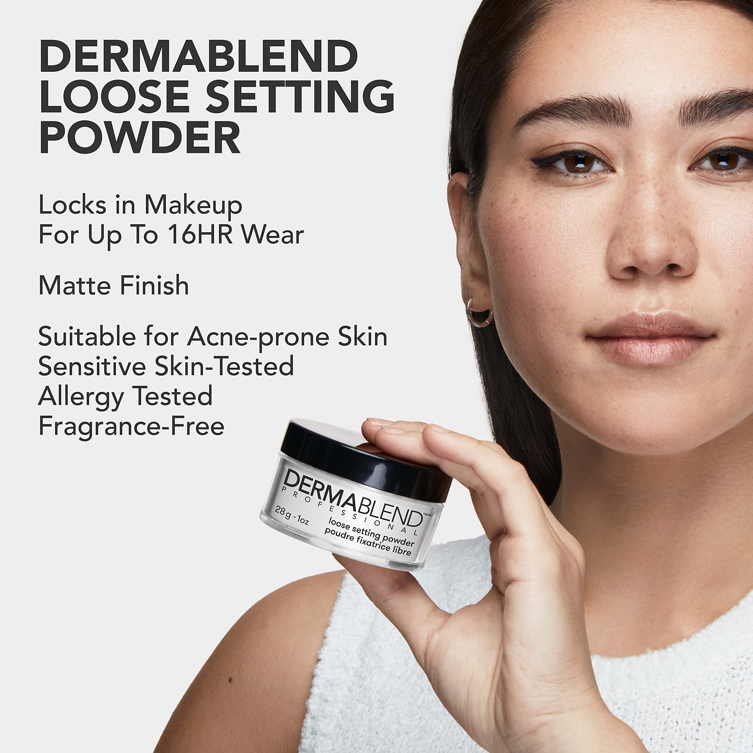 Dermablend Loose Setting Powder demonstrates 16-hour wear while controlling shine.