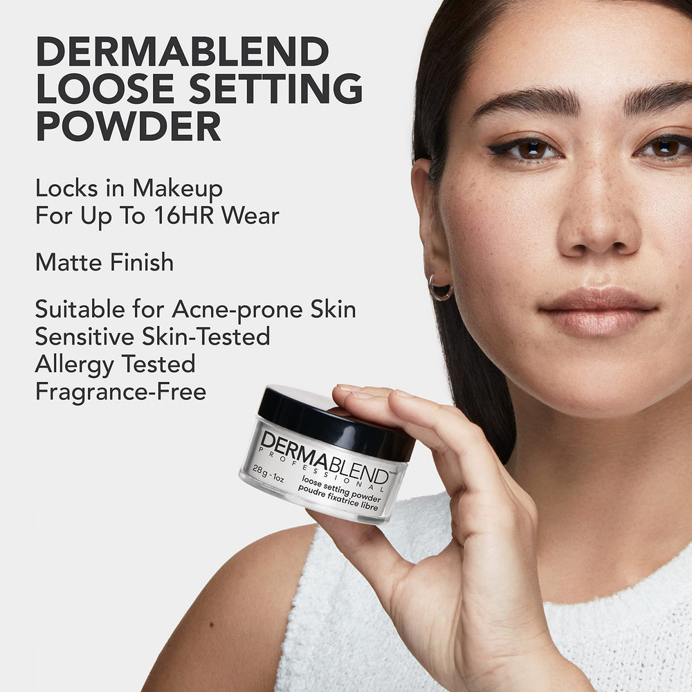 Dermablend Loose Setting Powder demonstrates 16-hour wear while controlling shine.