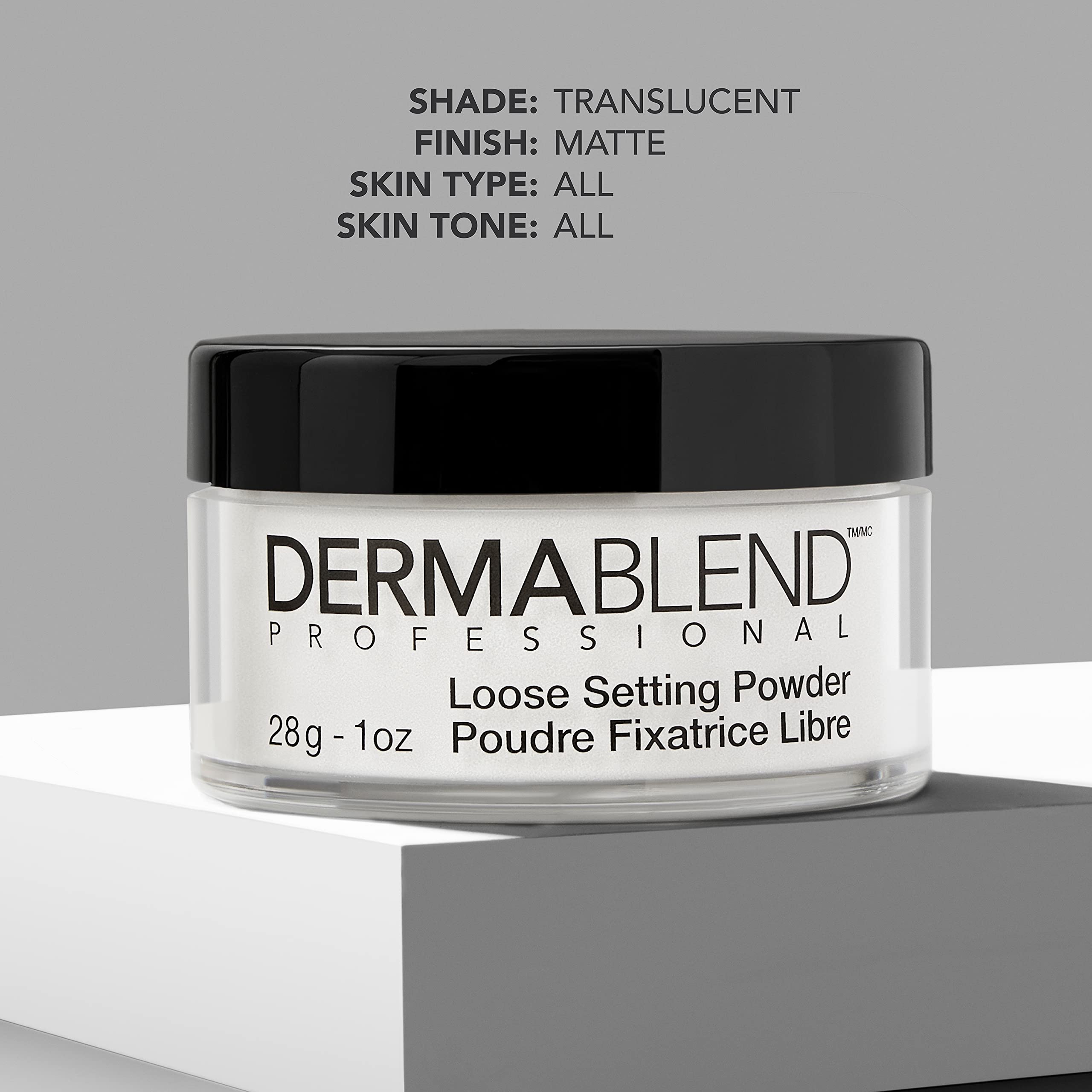 Dermablend Loose Setting Powder brush application shows sheer translucence.