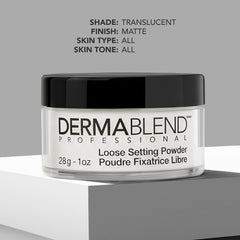Dermablend Loose Setting Powder brush application shows sheer translucence.