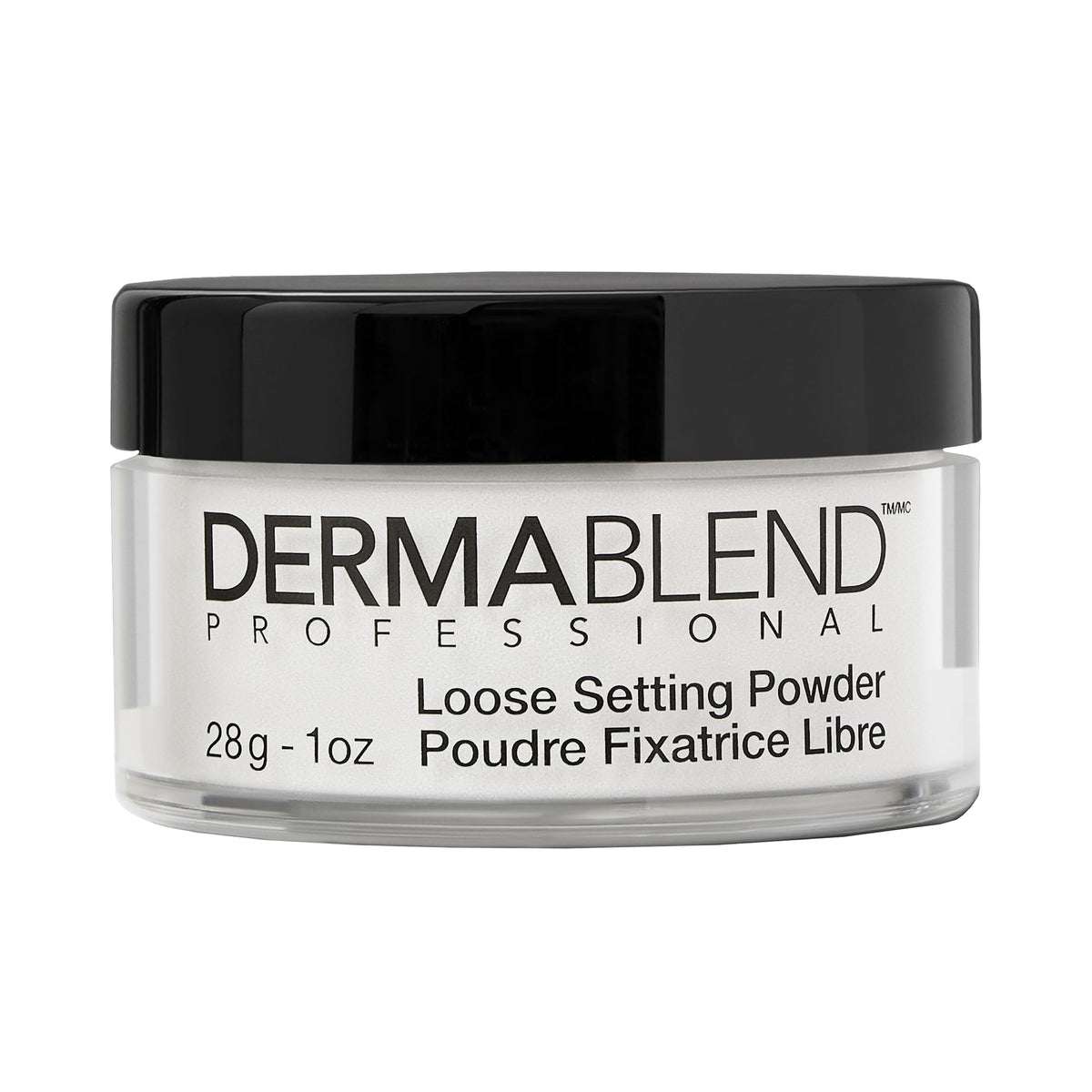 Dermablend Loose Setting Powder packaging shown ready to set makeup with translucent finish.