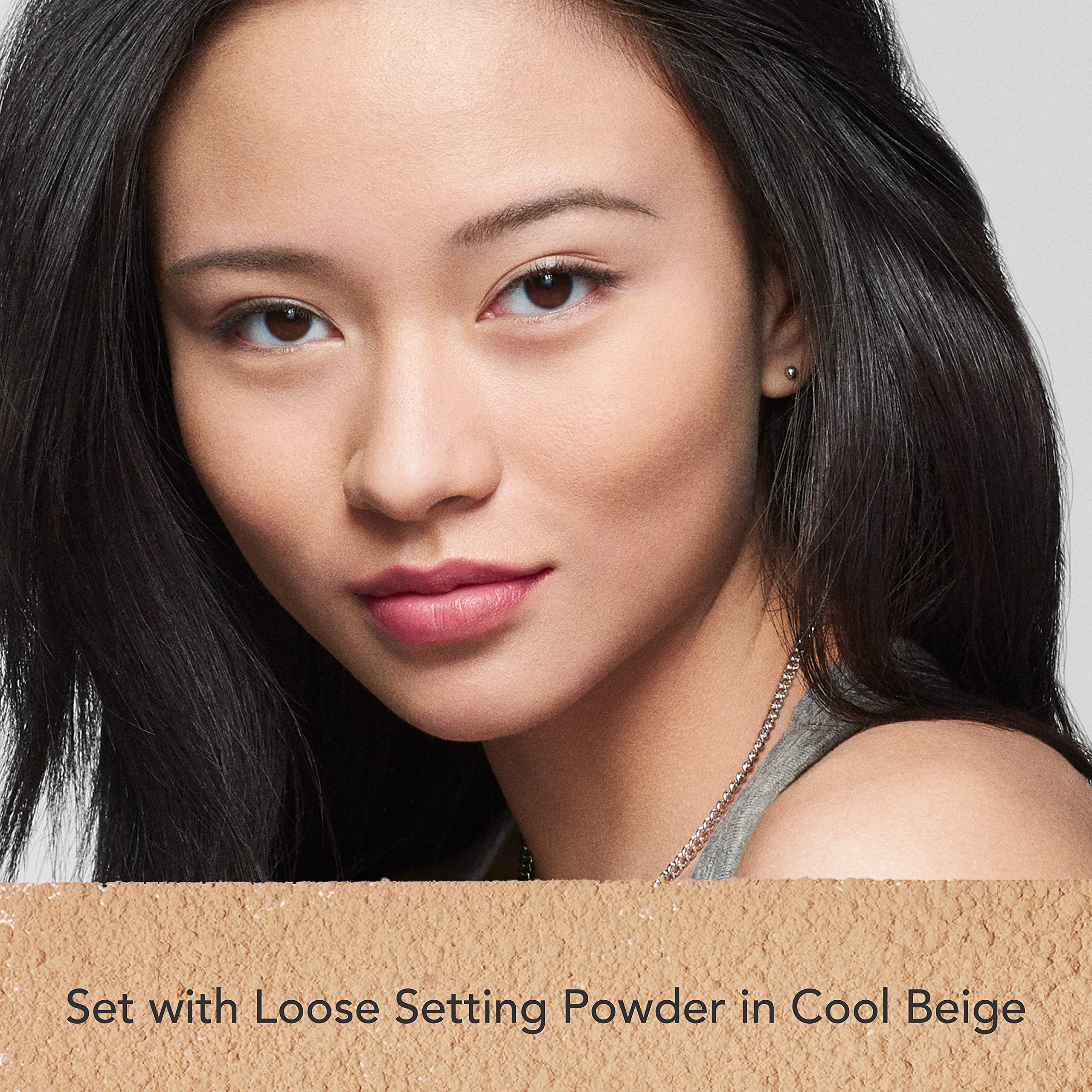 Dermablend Loose Setting Powder swatch in Cool Beige on skin shows sheer translucence
