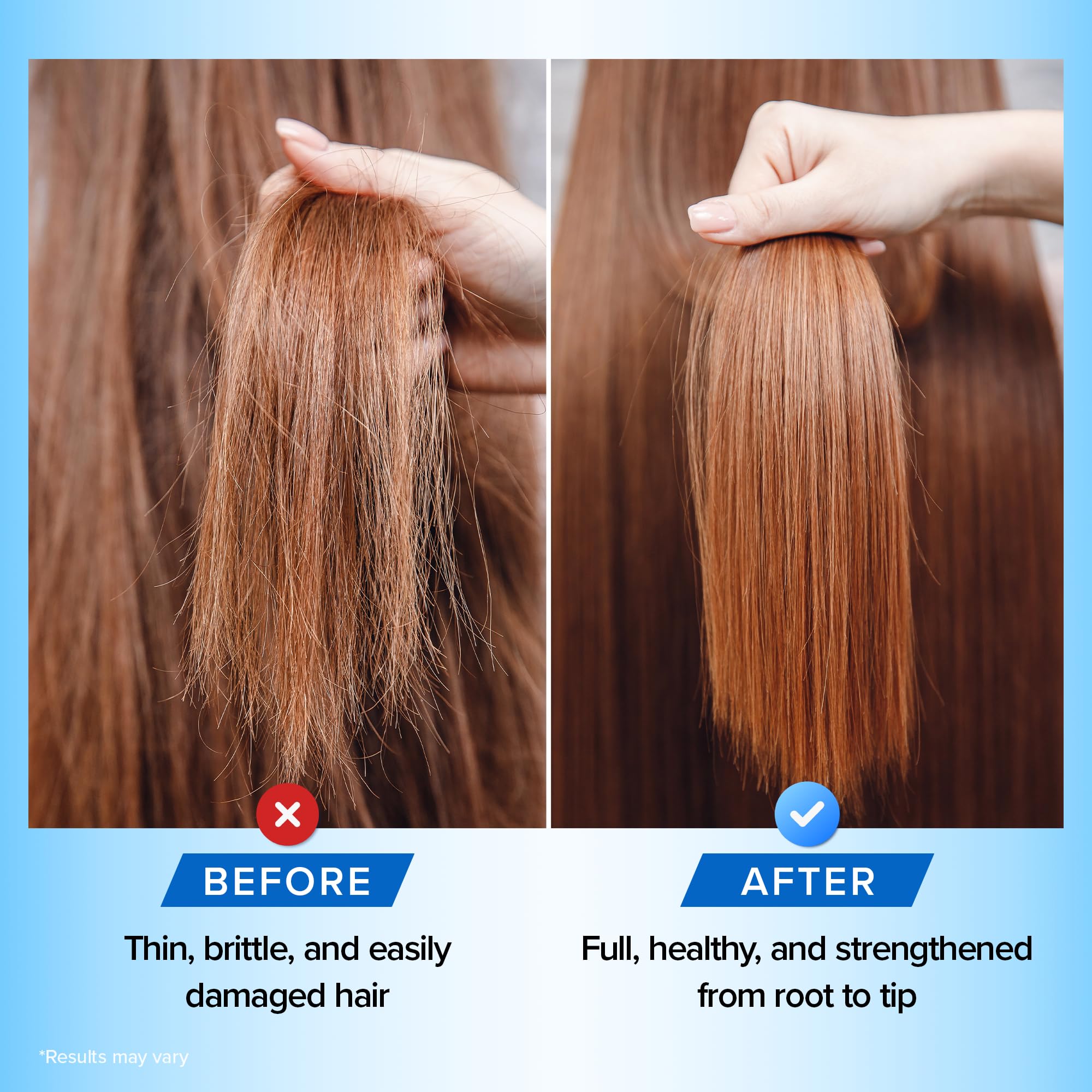 DermaChange Hair strands image shows fuller-looking texture after regular use.