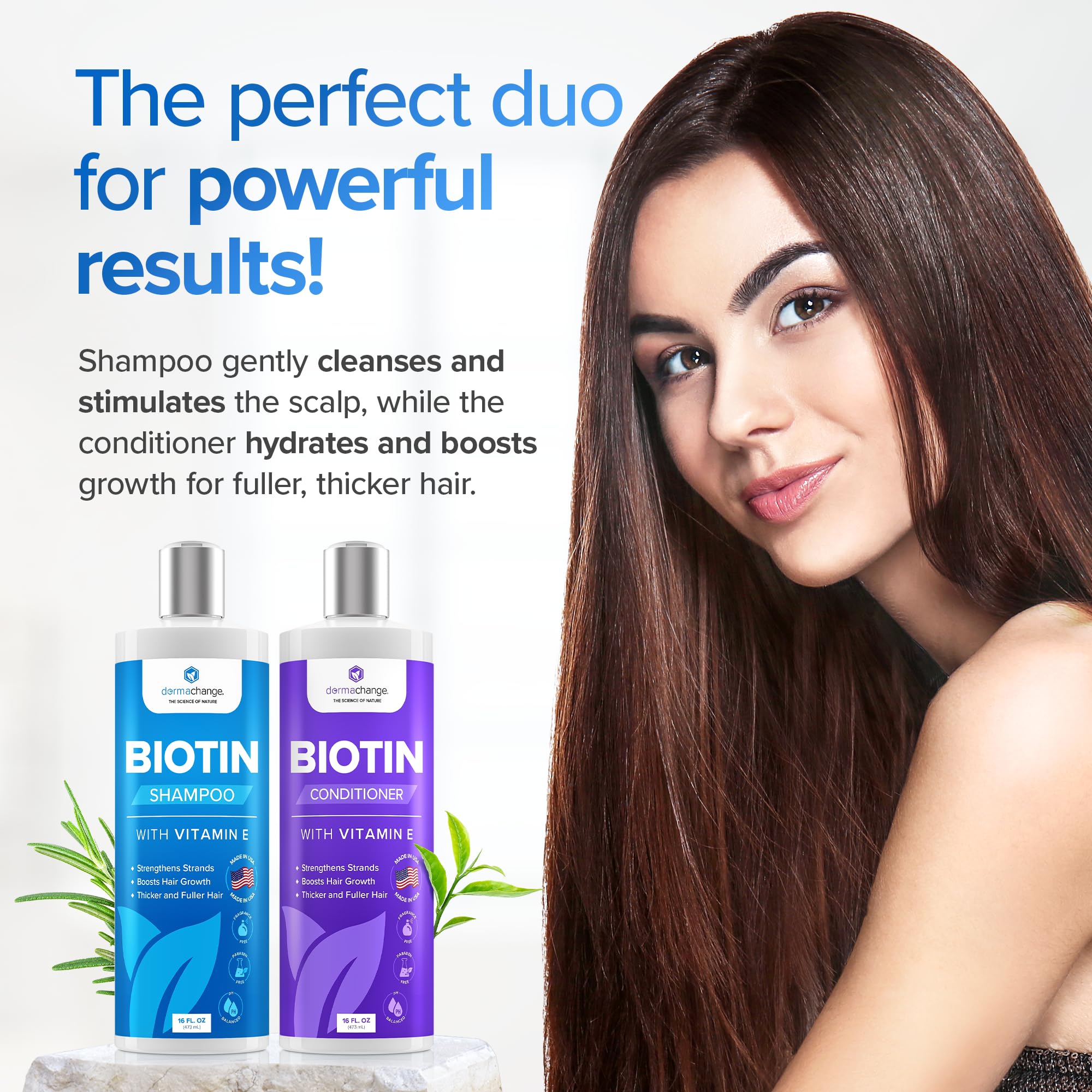 DermaChange Shampoo label emphasizes pH-balanced, paraben-free formulation for sensitive scalps.