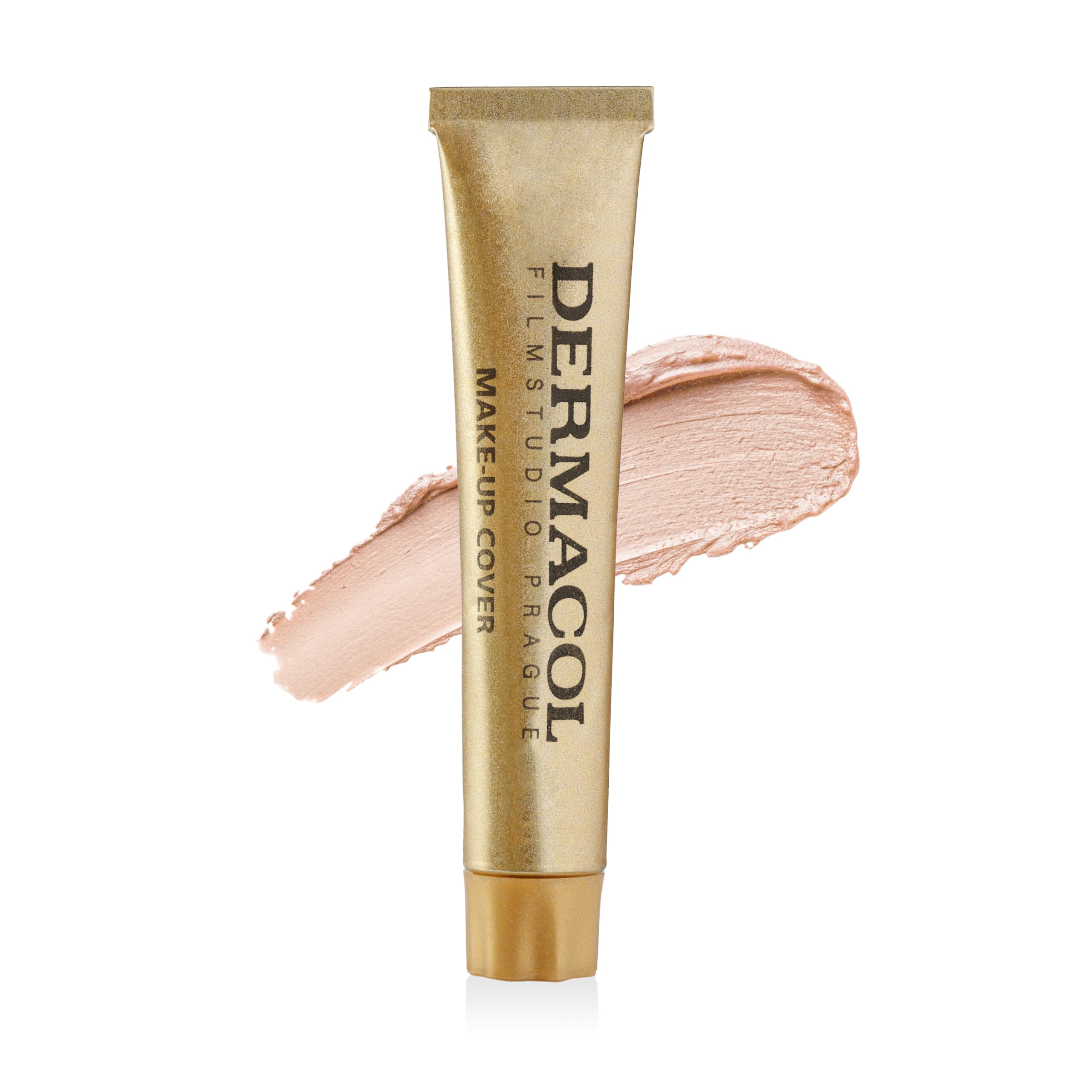 Dermacol foundation texture swatch demonstrates creamy, blendable formula for all-day wear.