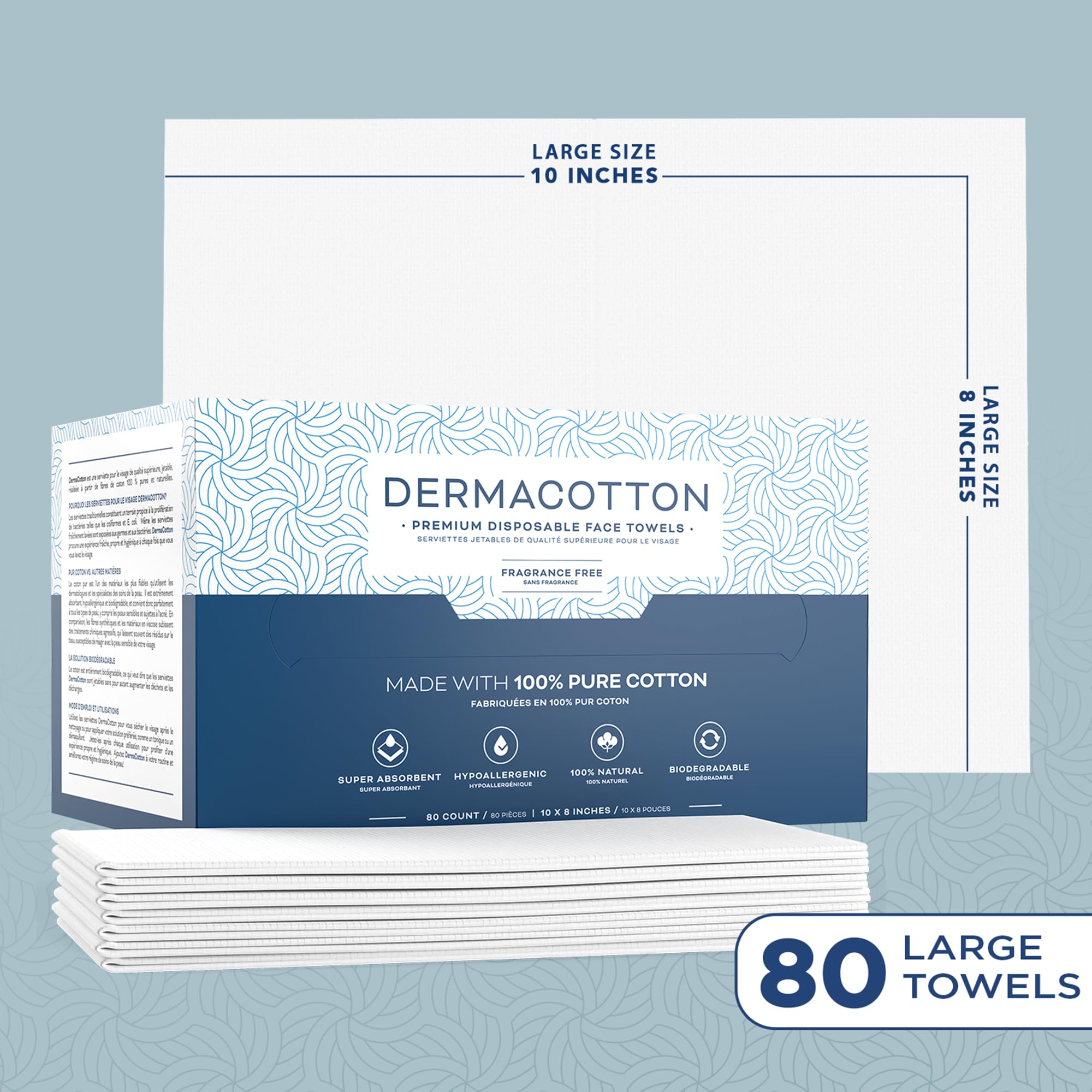 Dermacotton toallas desechables para desmaquillaje, eliminación suave de maquillaje.