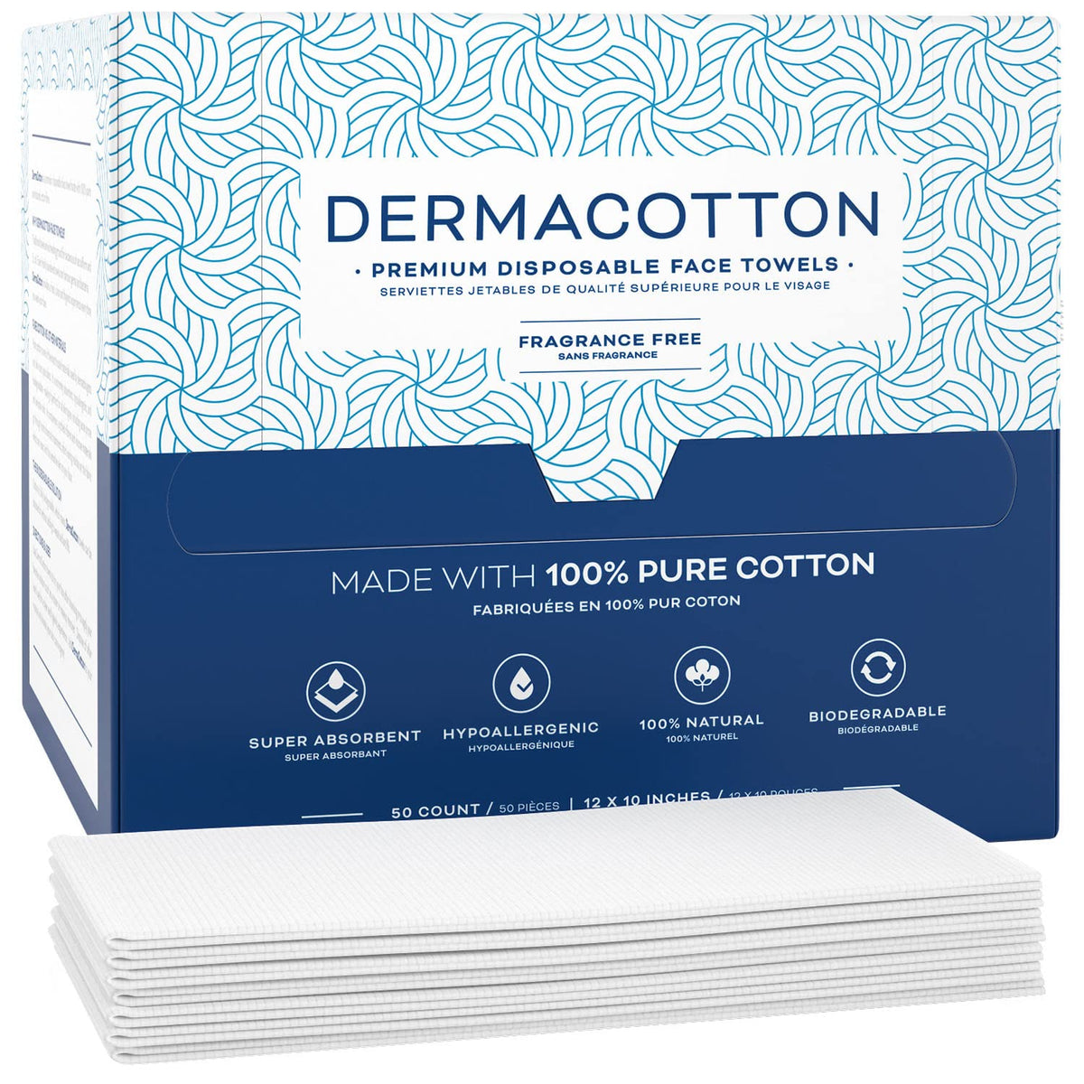 Dermacotton X-Large face towel pack front view for clean skincare routine