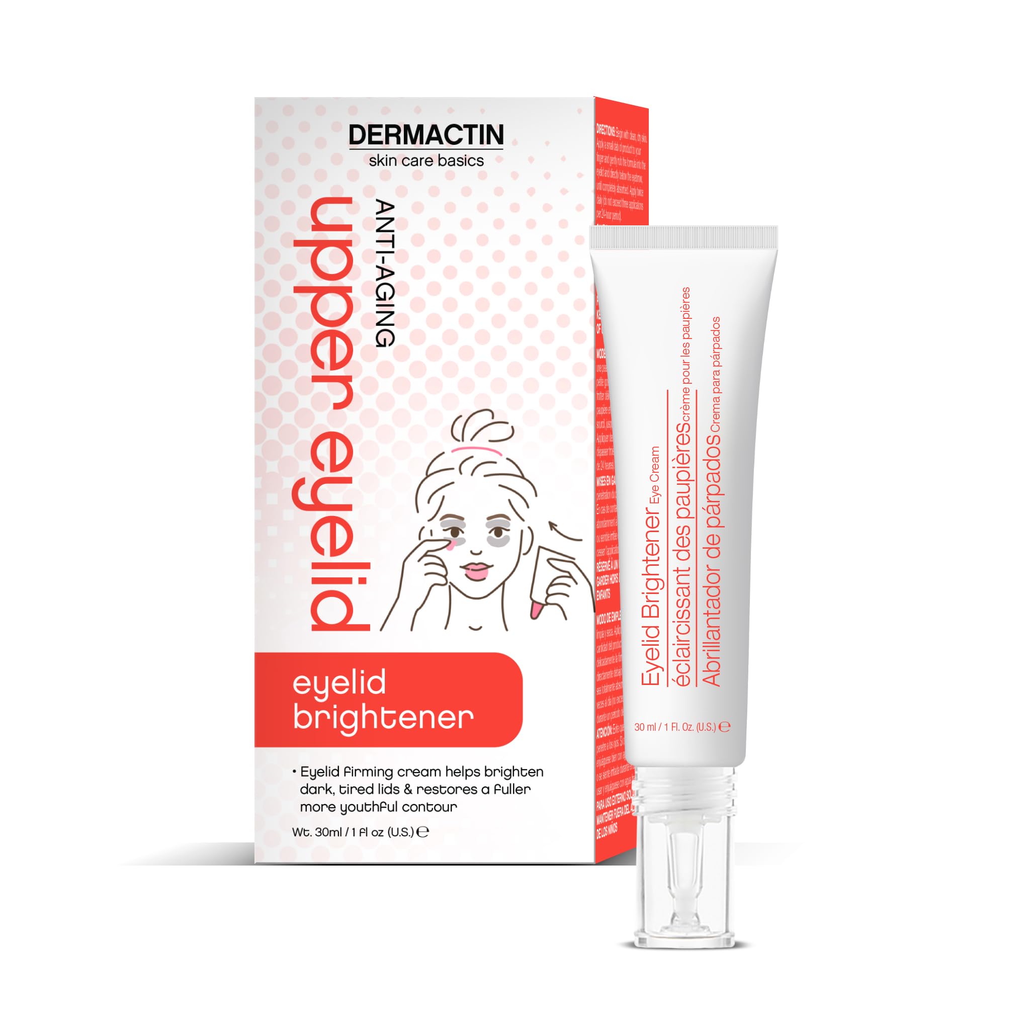 Dermactin crema para párpados superiores 1 onza, mejora firmeza para una mirada definida.