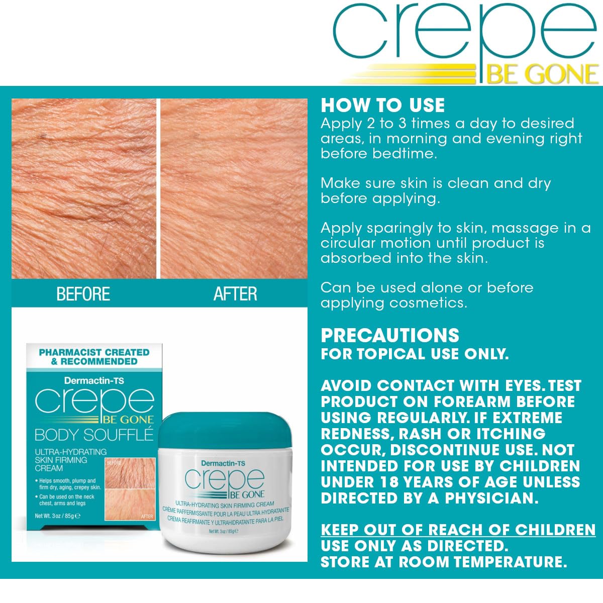 Dermactin Crepe Be Gone elasticidad percibida en zonas propensas.