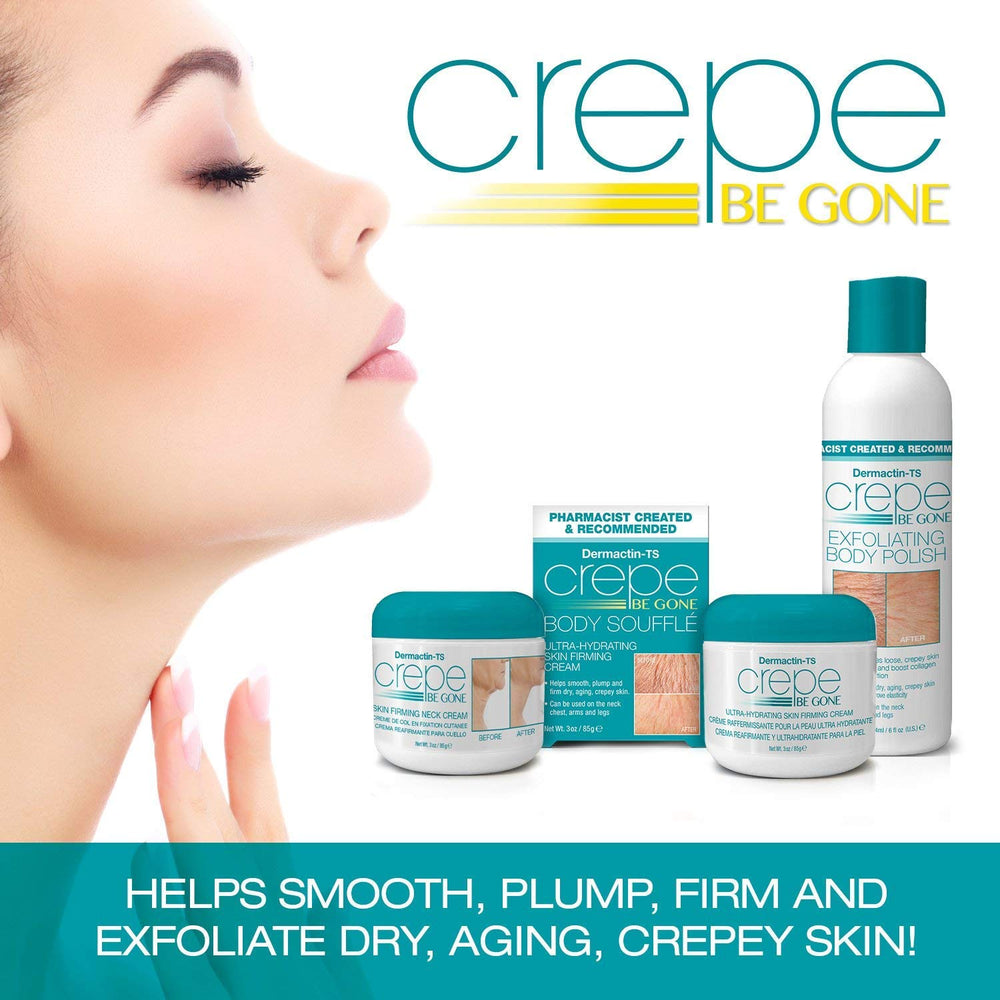 Dermactin Crepe Be Gone envase de 3 onzas para viaje.