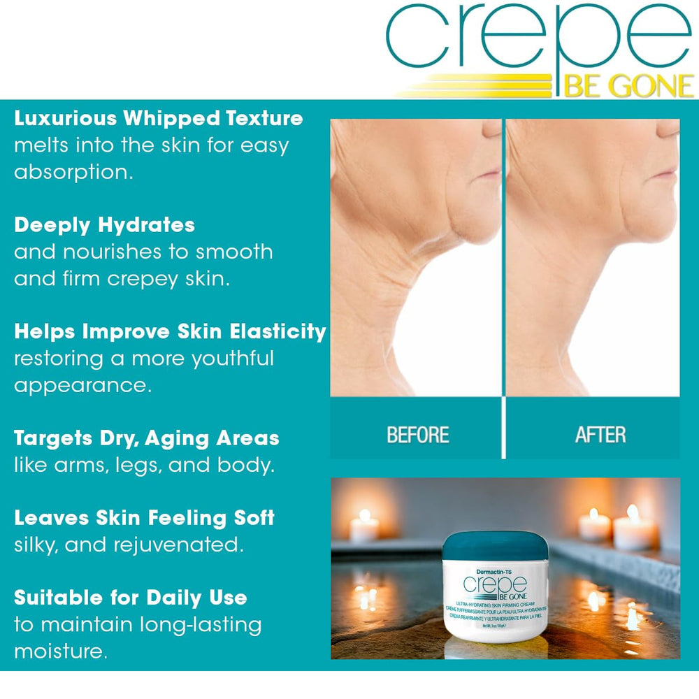 Dermactin Crepe Be Gone ofrece hidratacion intensa para piel seca.