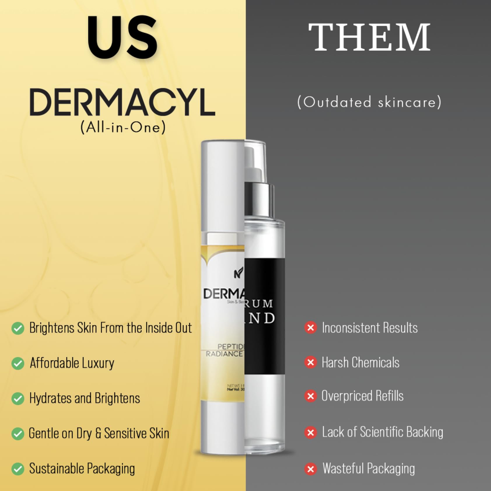 Dermacyl hyaluronic acid serum drop demonstrates deep hydration for supple skin.