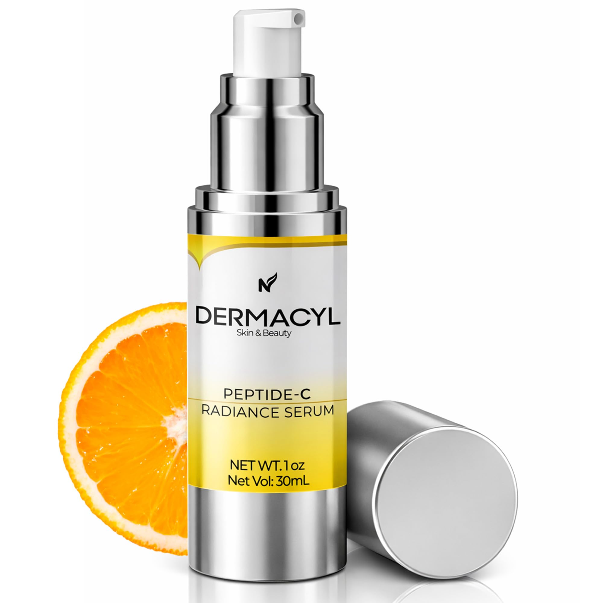 Dermacyl Vitamin C Serum bottle with dropper for precise brightening application.