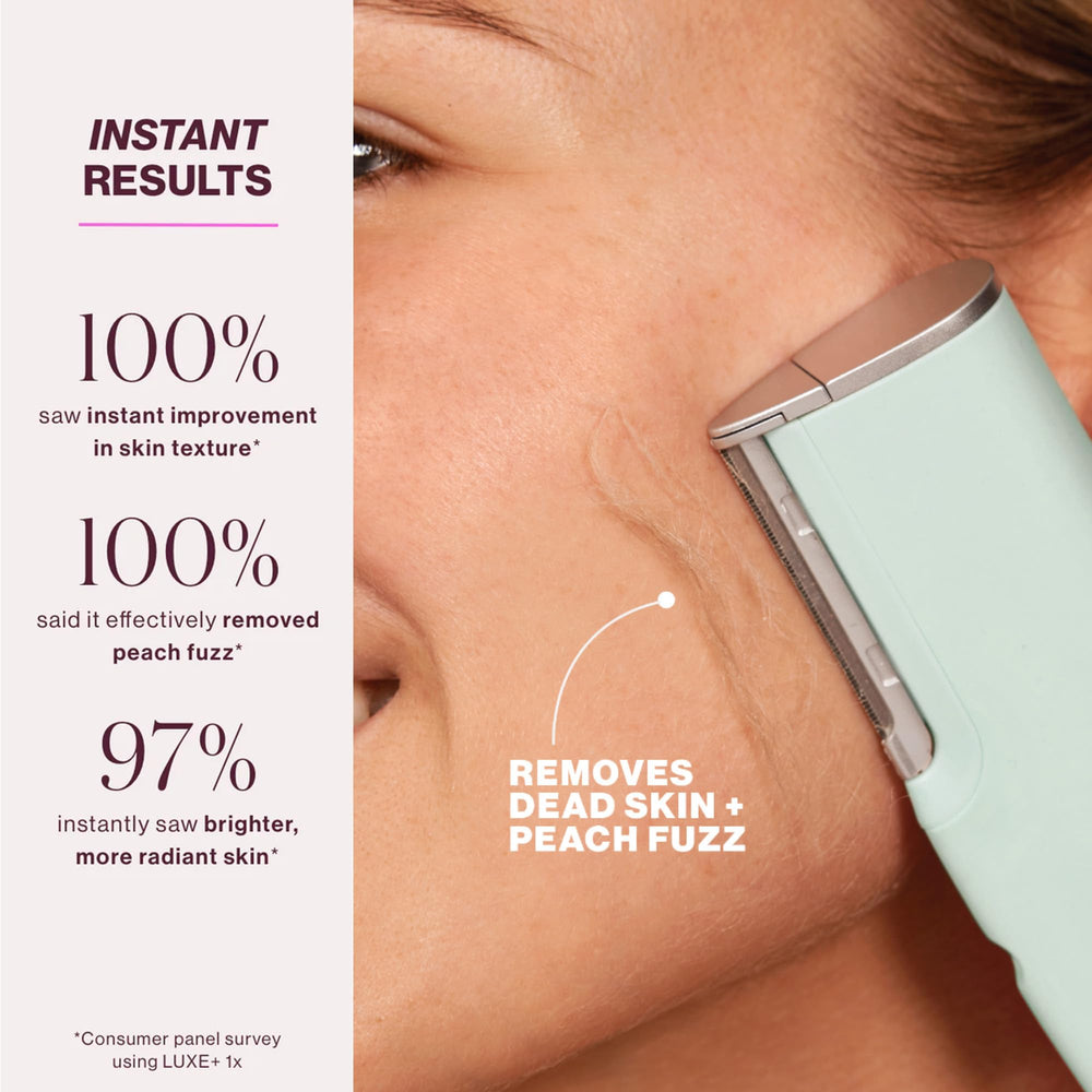 DERMAFLASH LUXE+ peach fuzz removal close-up for smoother skin