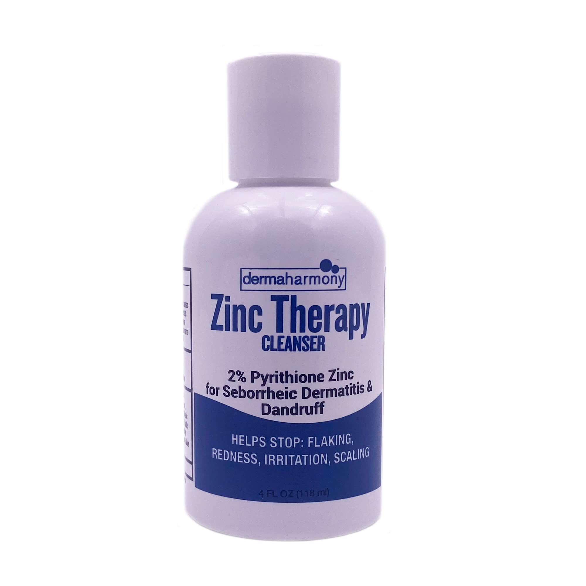 Dermaharmony 2% Pyrithione Zinc liquid cleanser bottle pour—easy dispensing for daily face and body cleansing