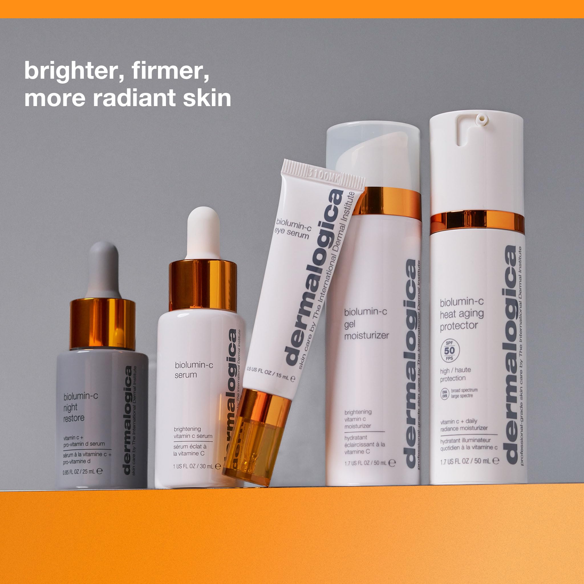 Dermalogica Biolumin-C eye serum bottle and dropper for Vitamin C delivery.