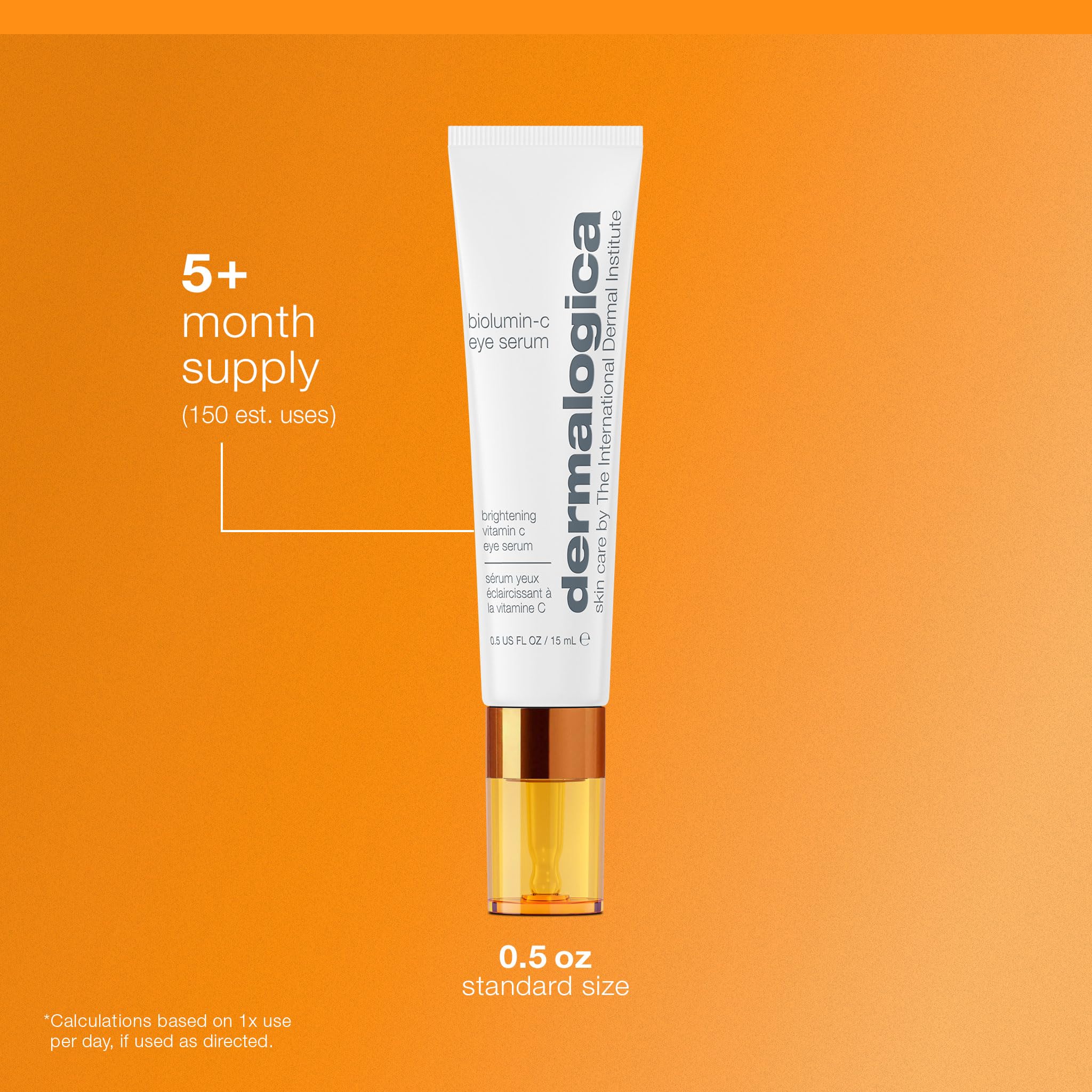 Dermalogica Biolumin-C eye serum around the under-eye area brightening effect.
