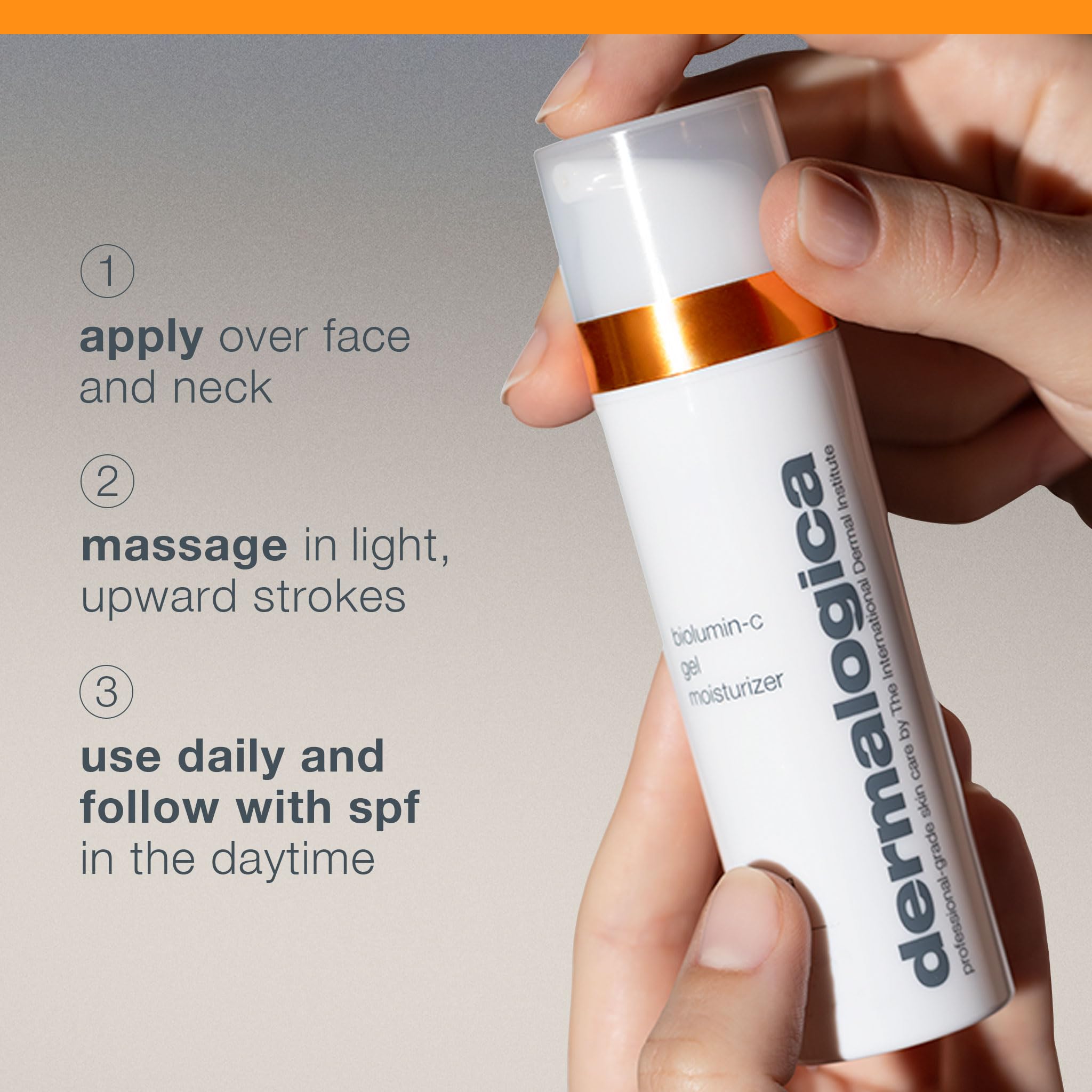 Dermalogica Biolumin-C gel moisturizer swatch brightening effect.