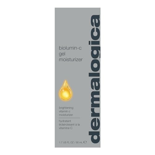 Dermalogica Biolumin-C gel moisturizer swirl on skin signaling quick absorption.