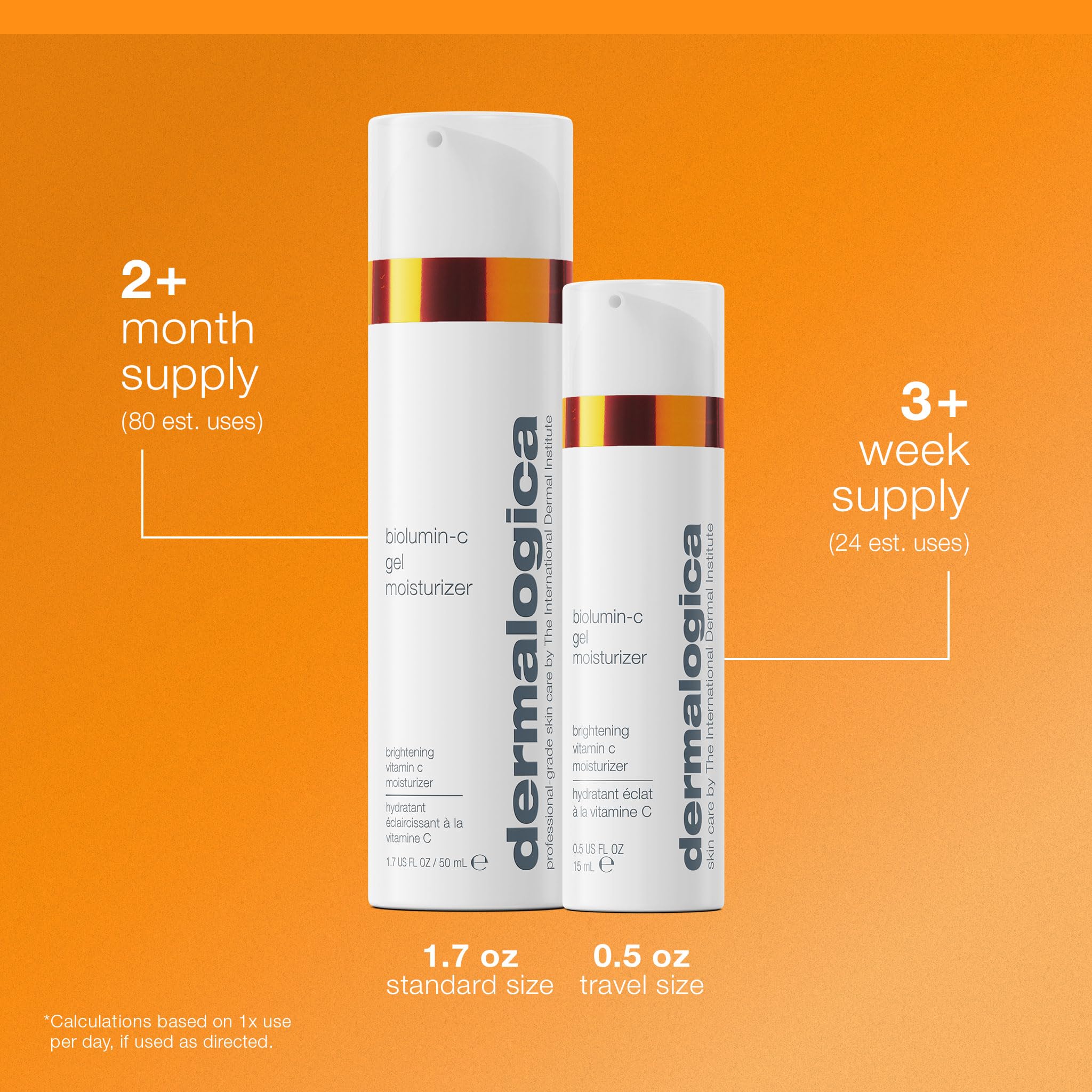 Dermalogica Biolumin-C gel moisturizer premium skincare ritual on shelf.