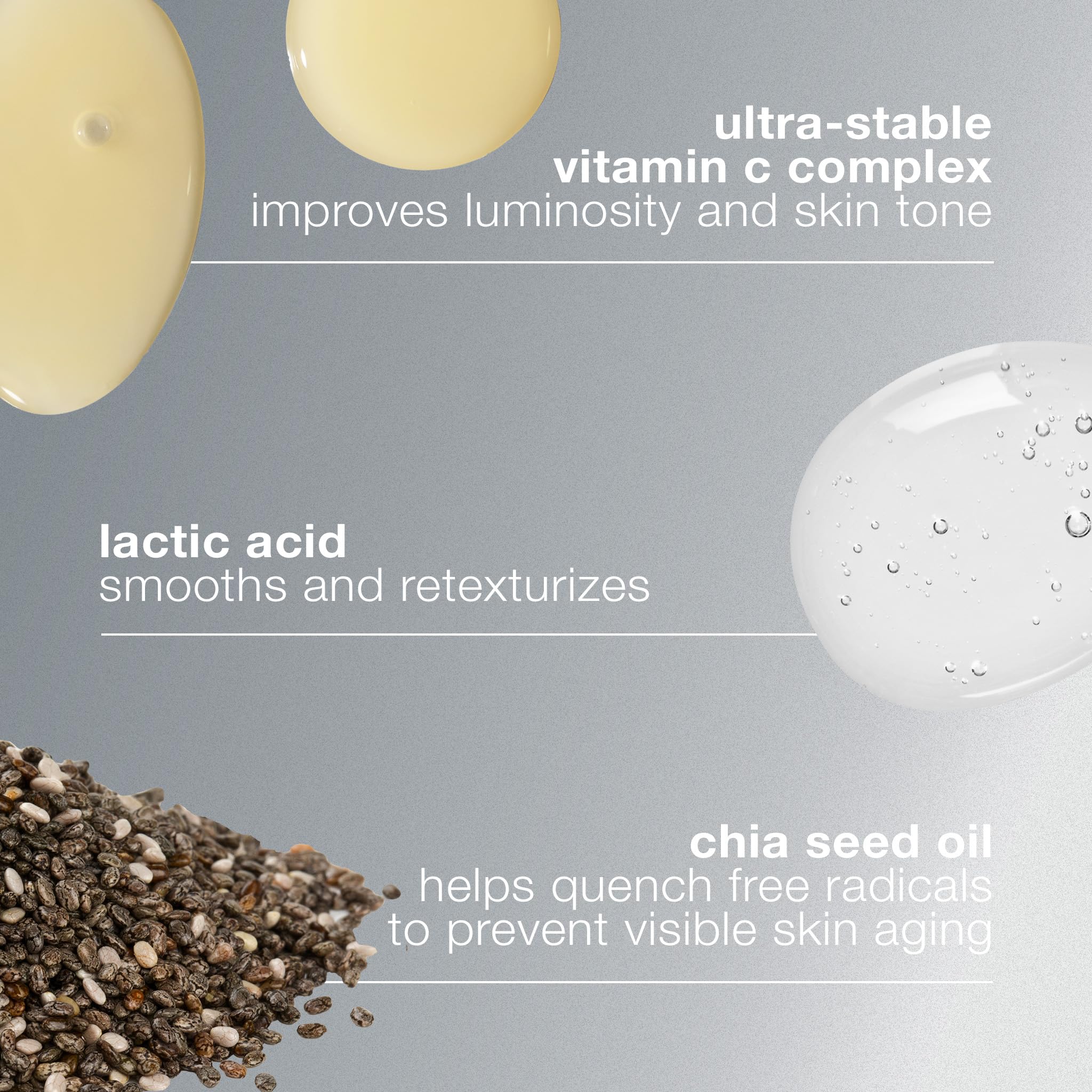 Dermalogica Biolumin-C Serum highlights peptide and vitamin C for firming effect.