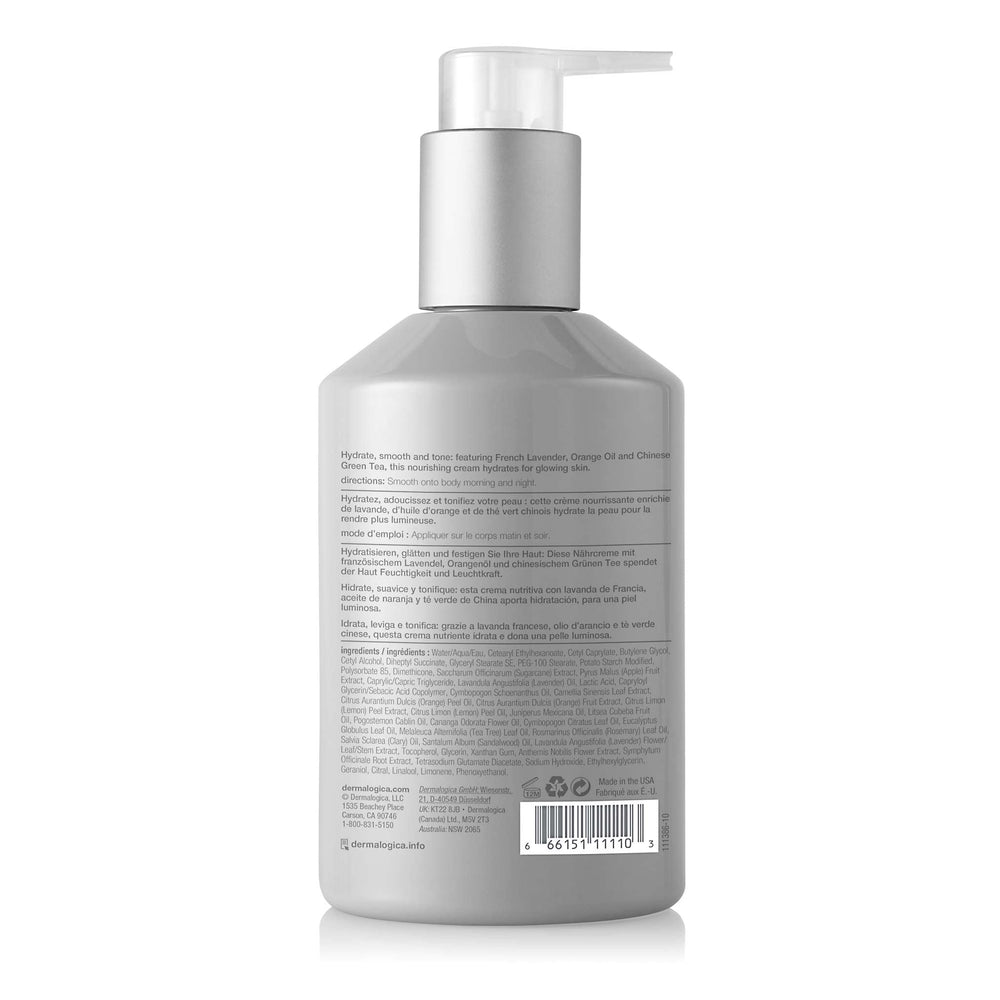 Dermalogica Body Hydrating Cream swatch shows silky texture for absorption
