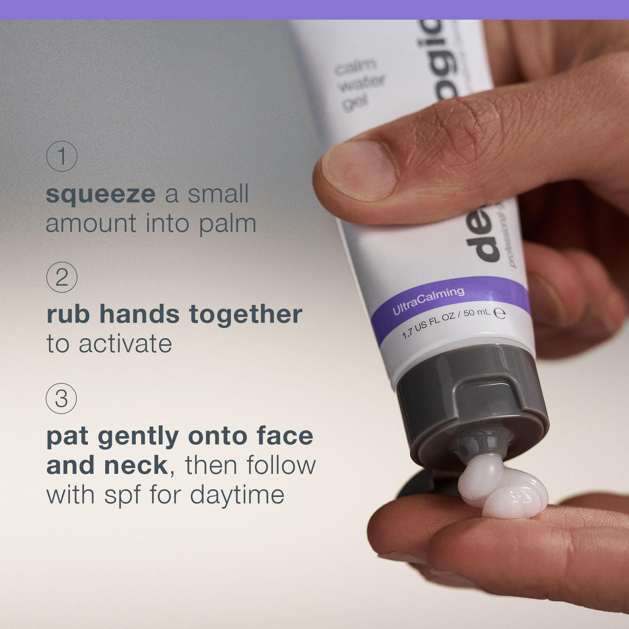 Dermalogica Calm Water Gel being applied to the face for instant hydration.