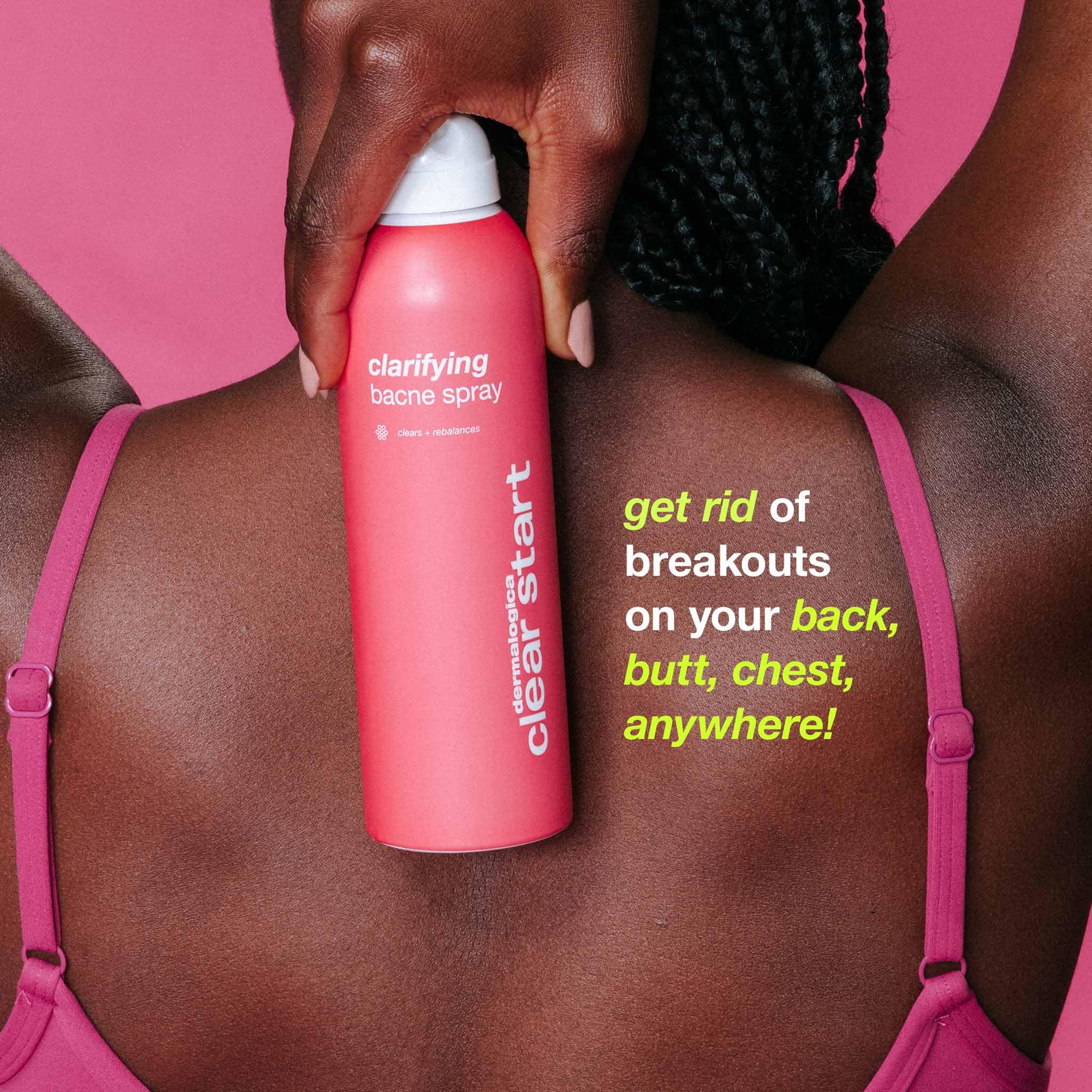 Dermalogica Clear Start Bacne Spray with argan oil provides light hydration.